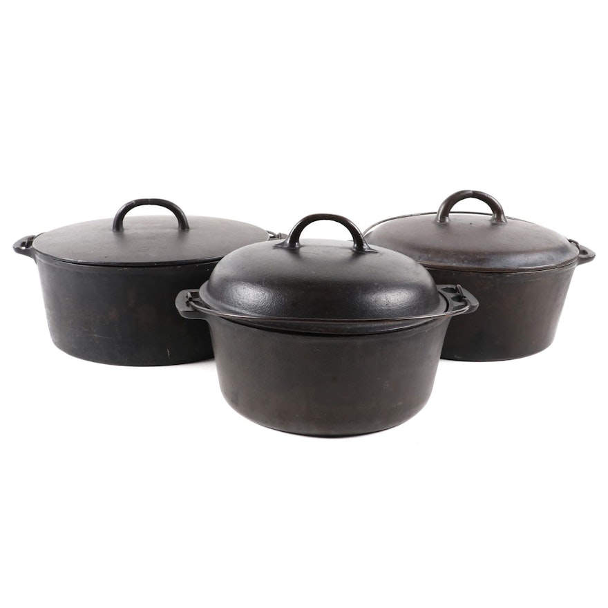 Griswold, Wapak and Wagner Cast Iron Covered Pots