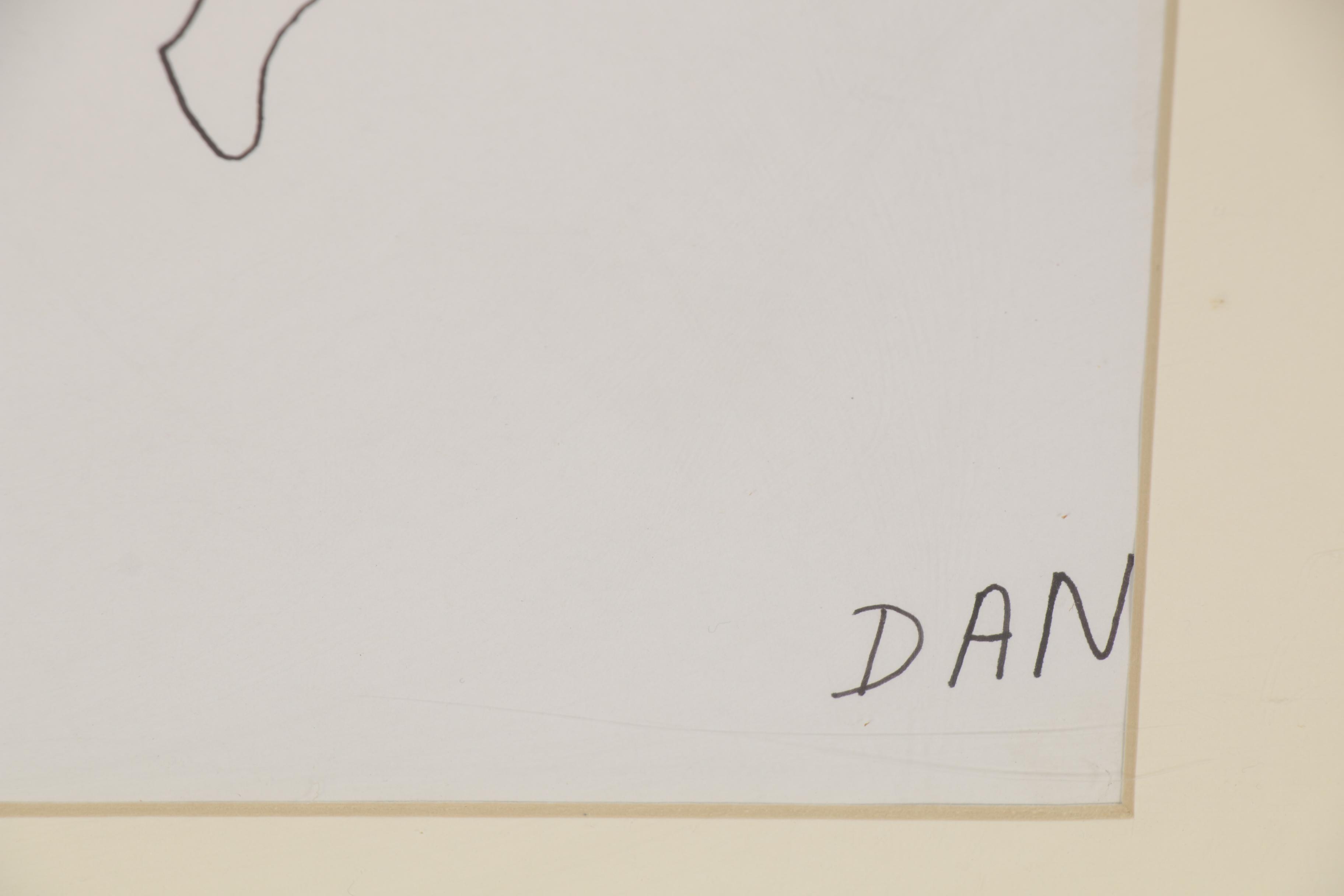 Ink and Marker Drawing of Futurist Style Figures, 21st Century