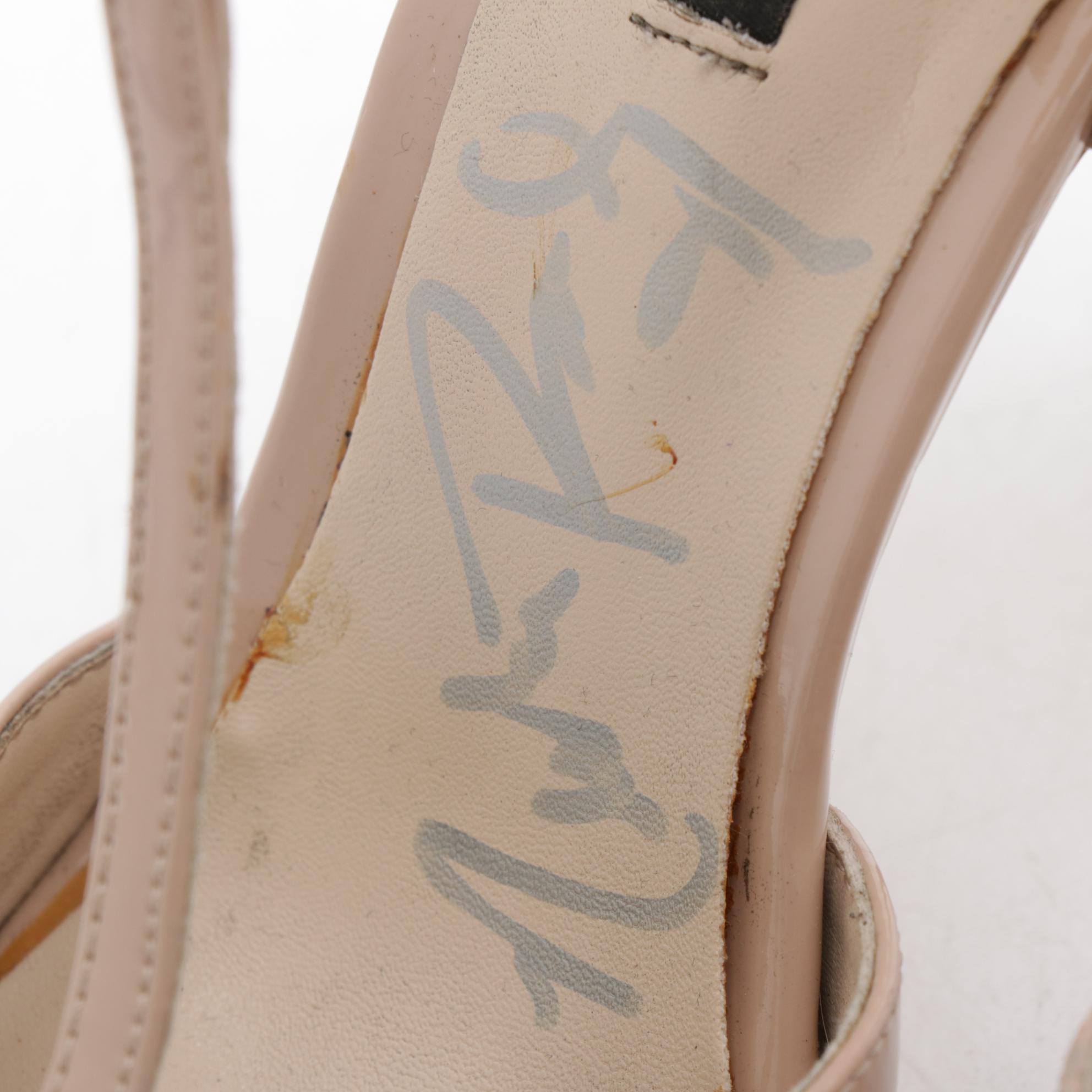Nikki Reed Autographed Shoemint Nude Patent Leather T-Strap High Heels