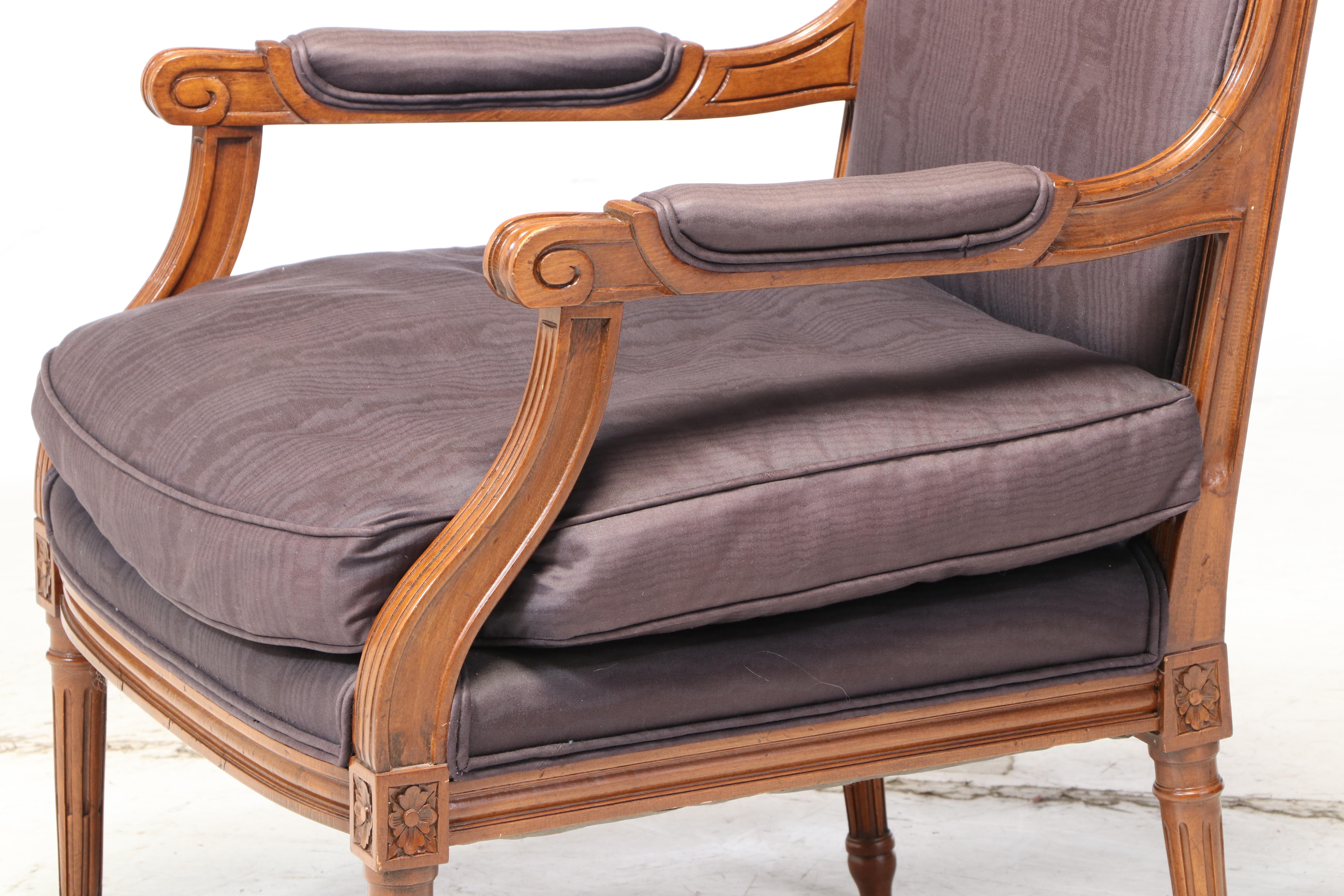 Louis XVI Style Custom-Upholstered Beech Fauteuil, 20th Century