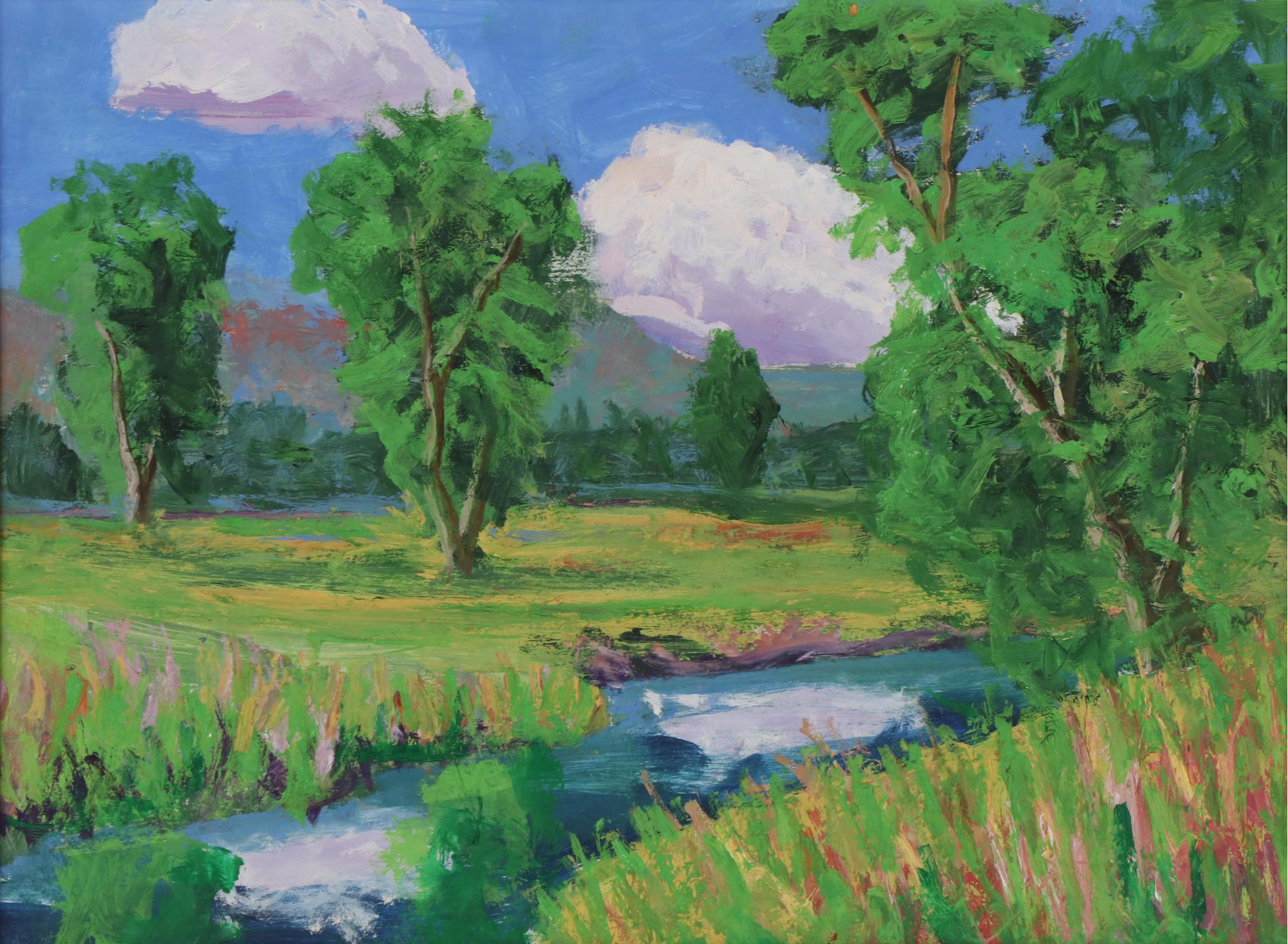 Kenneth R. Burnside River Landscape Oil Painting, 2020