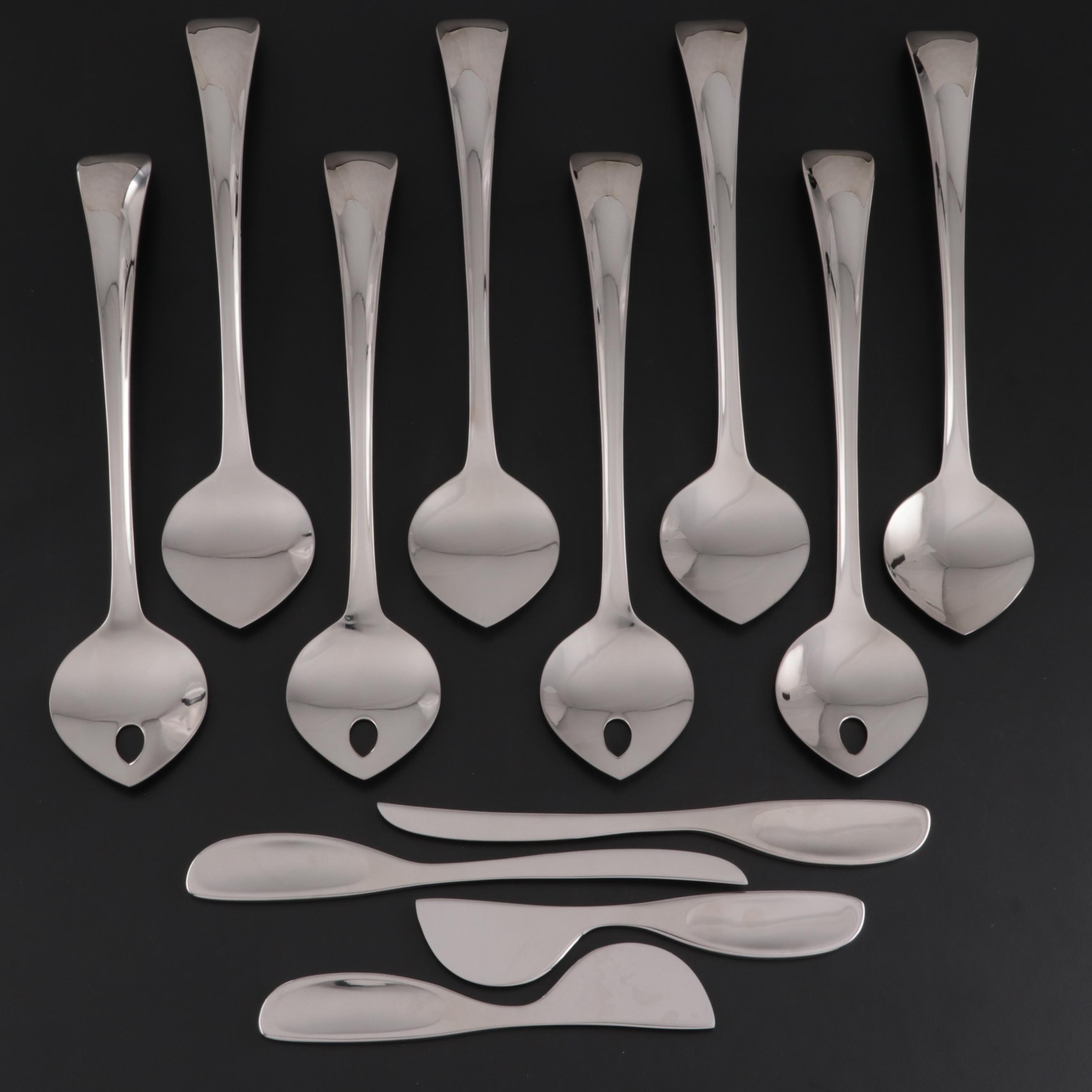 Georg Jensen "Duo" Stainless Steel Salad Servers and "Alfredo" Cheese Knives