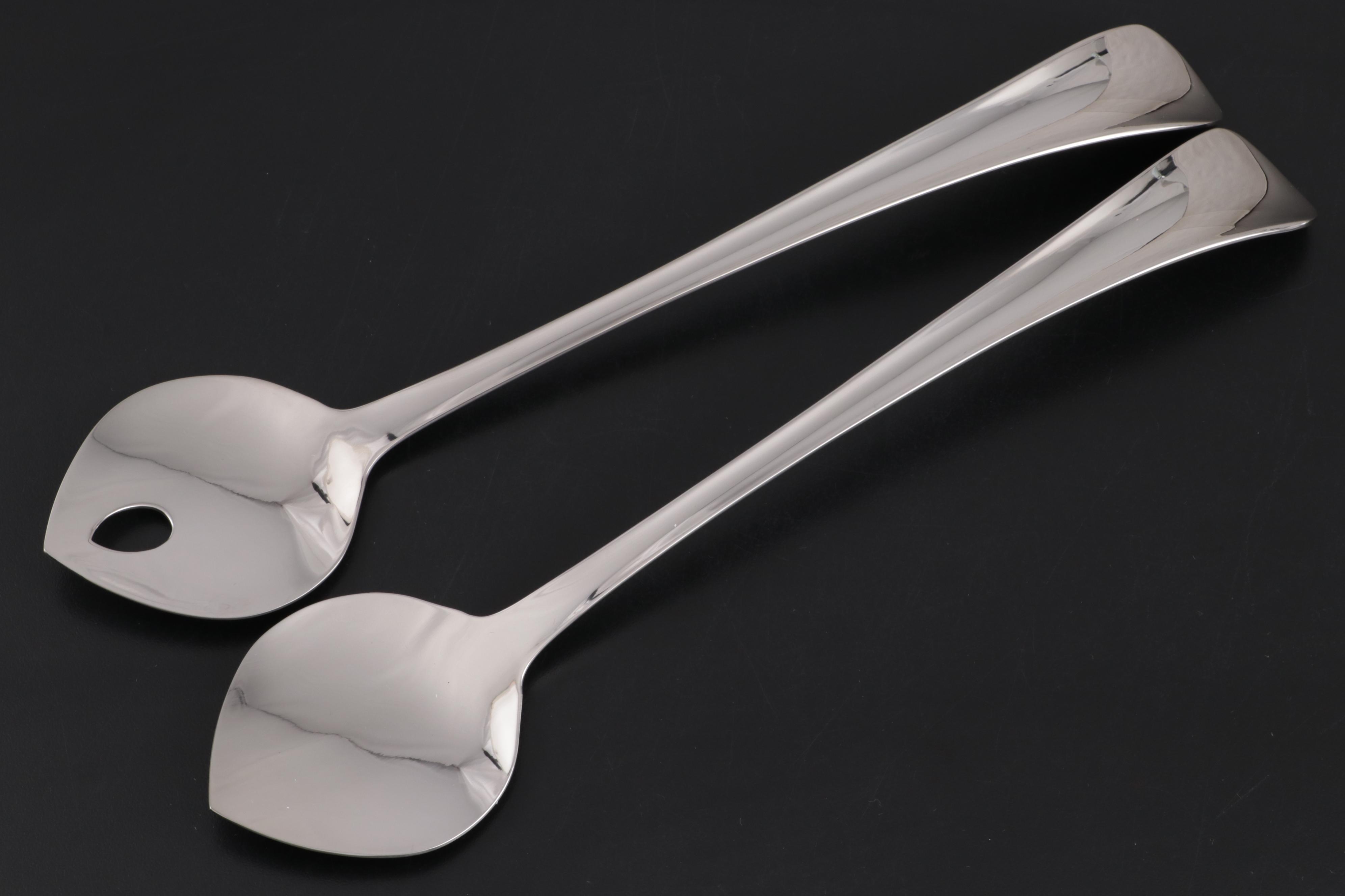 Georg Jensen "Duo" Stainless Steel Salad Servers and "Alfredo" Cheese Knives
