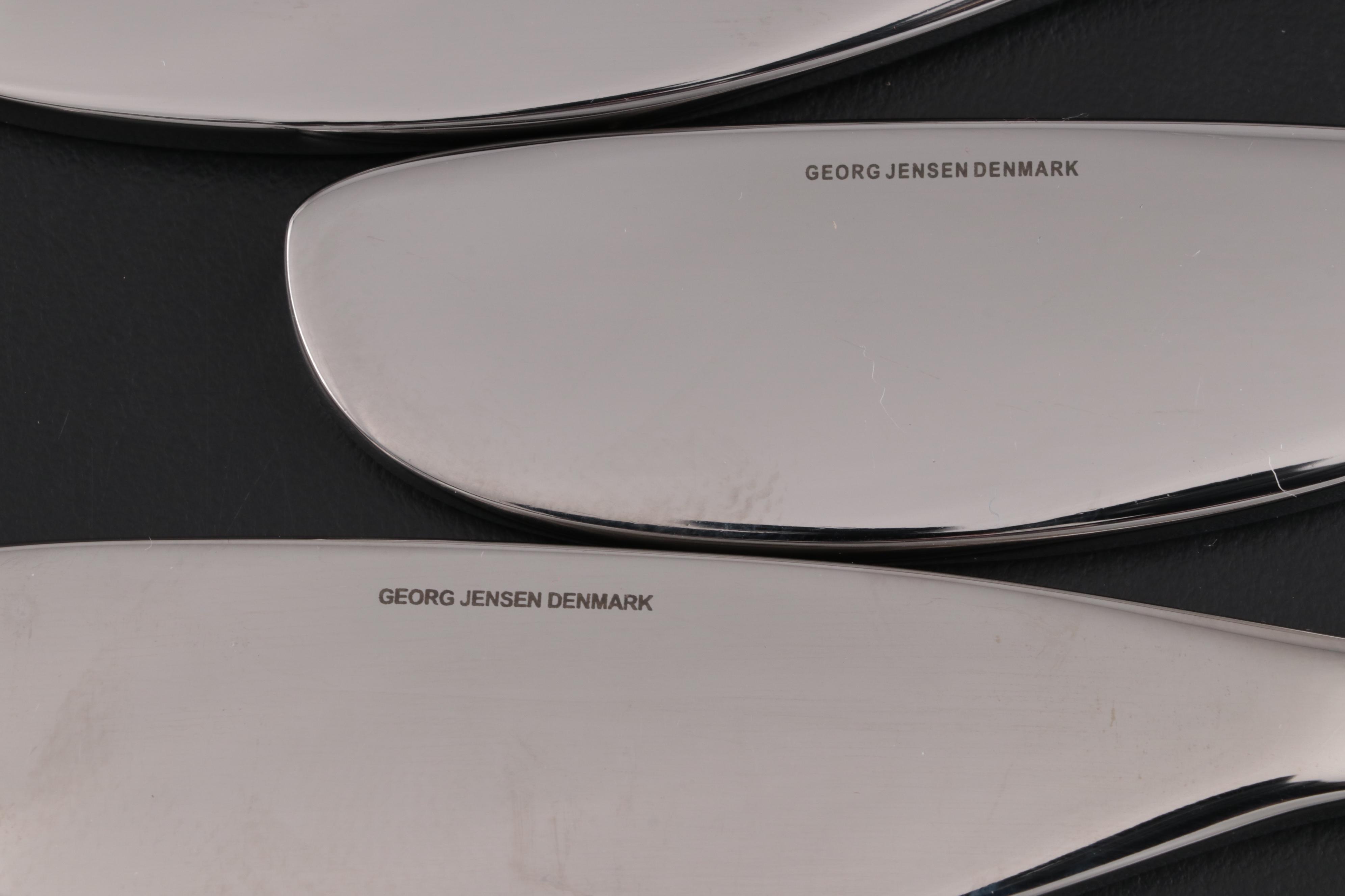 Georg Jensen "Duo" Stainless Steel Salad Servers and "Alfredo" Cheese Knives