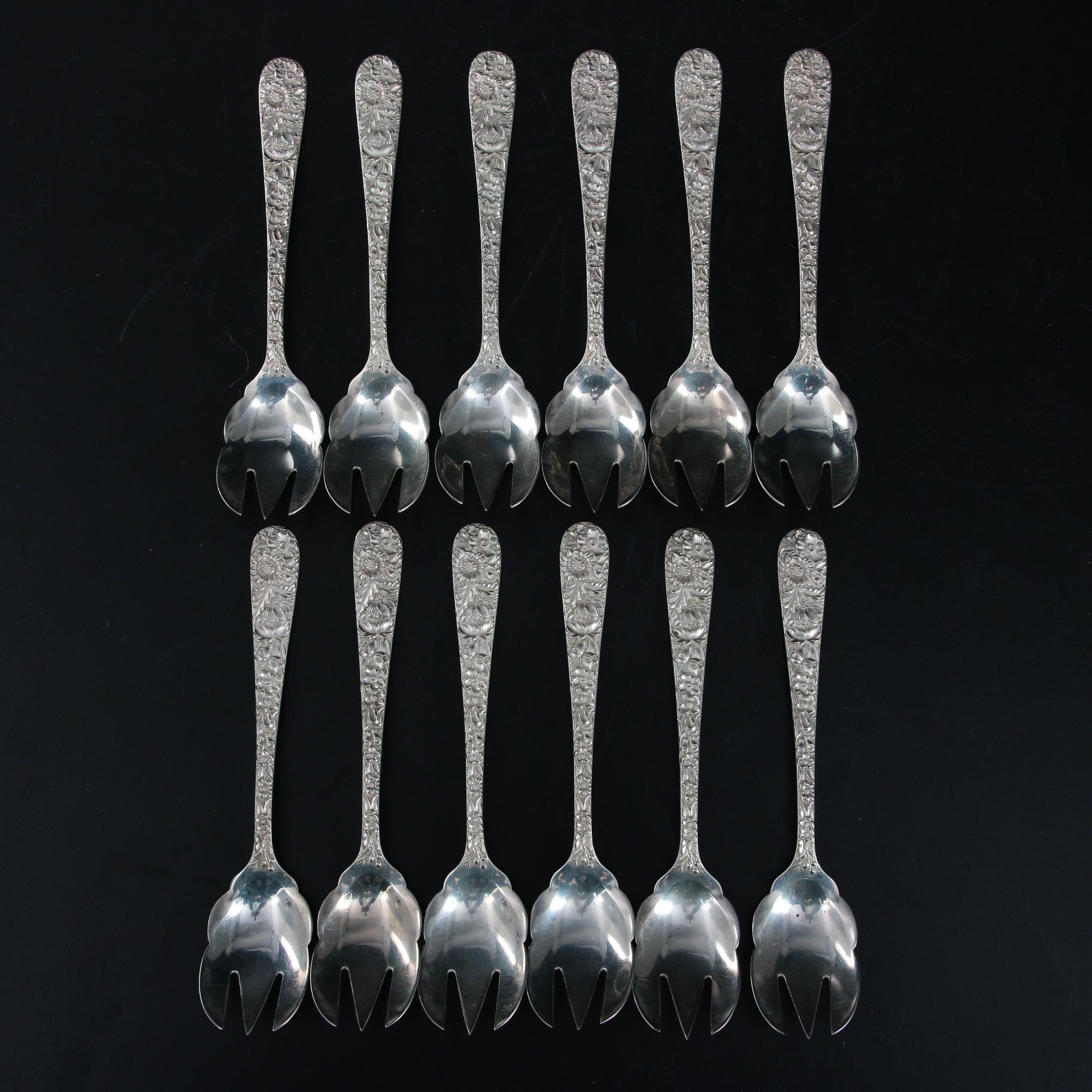 S. Kirk & Son "Repoussé" Sterling Silver Ice Cream Forks
