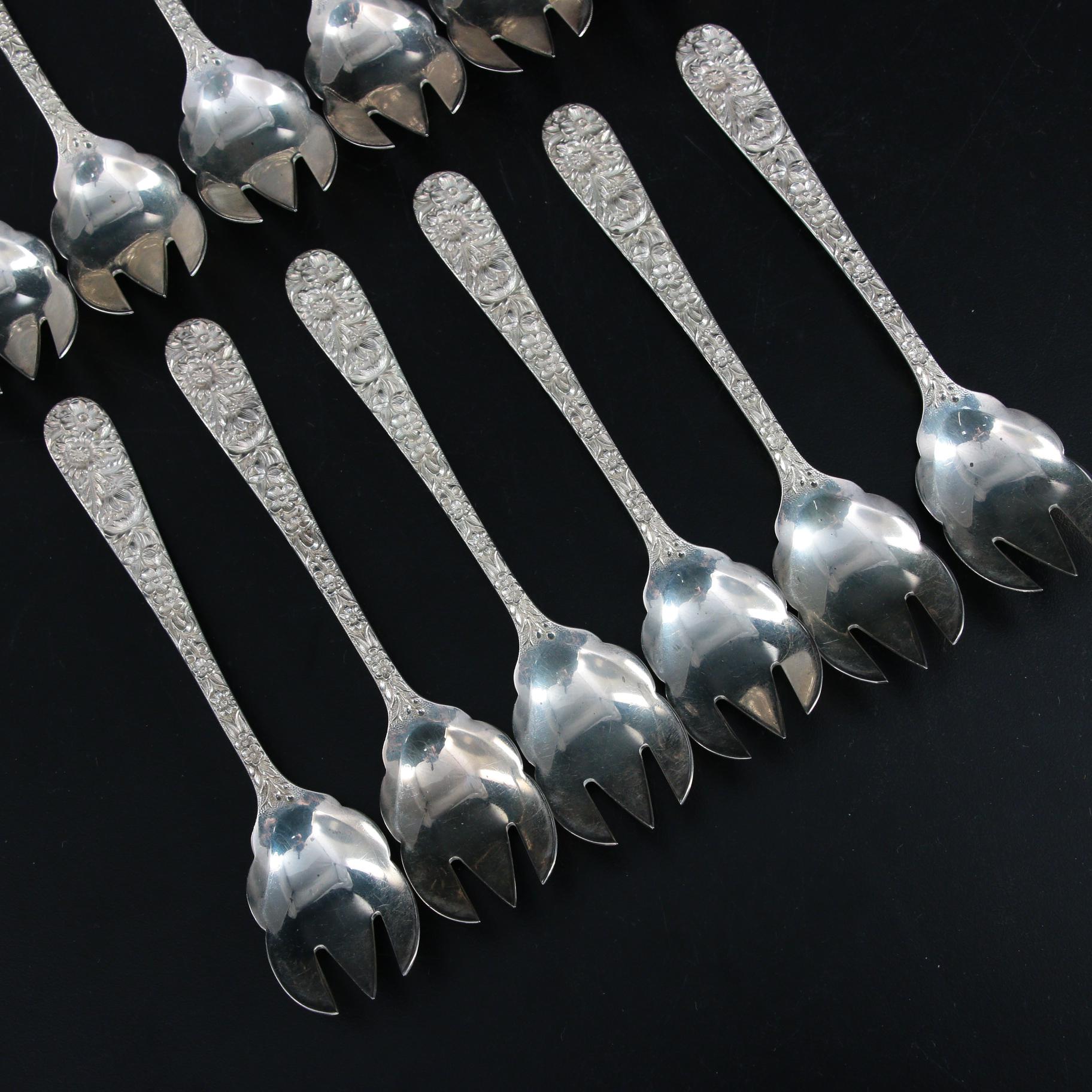 S. Kirk & Son "Repoussé" Sterling Silver Ice Cream Forks