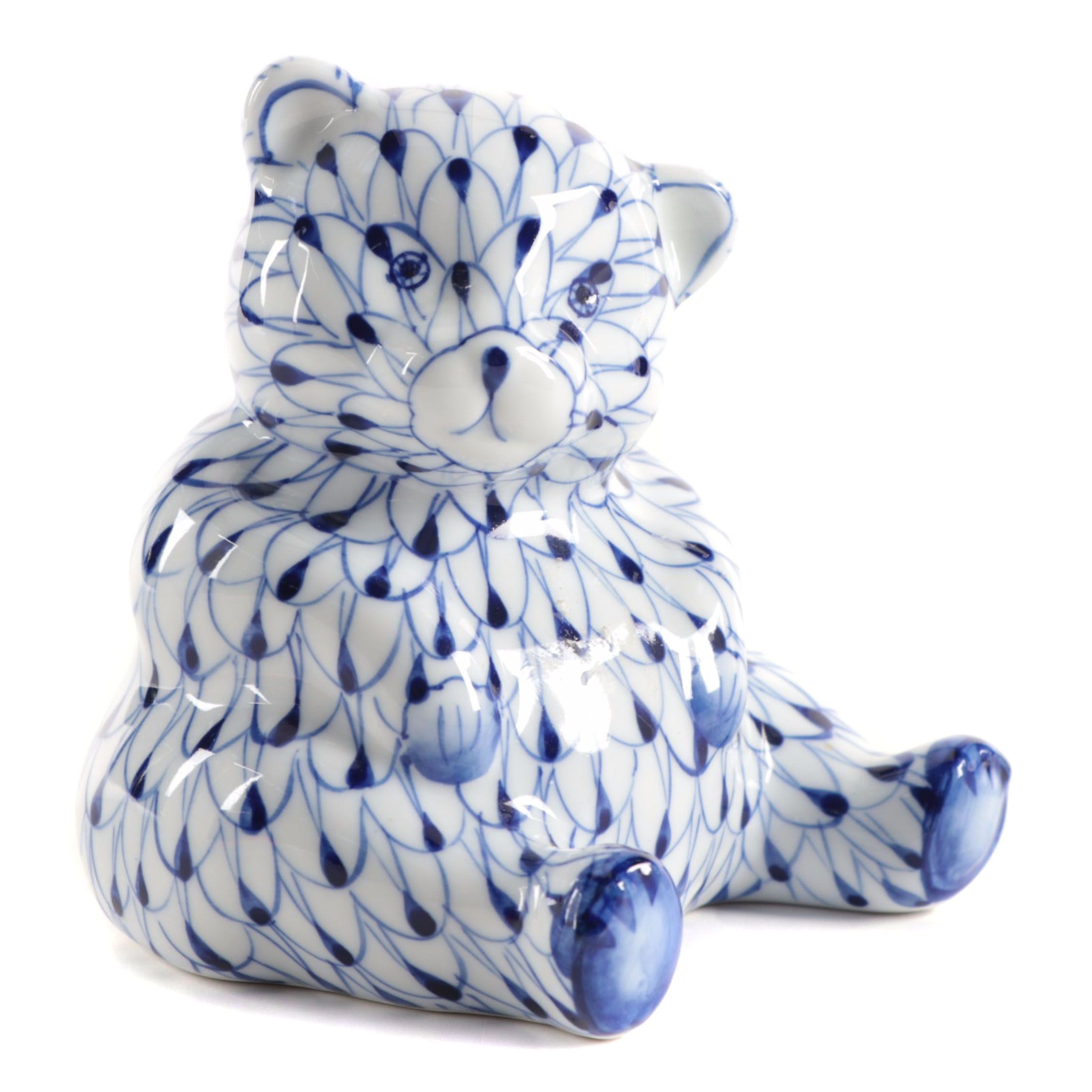 Andrea By Sadek Hand-Painted Porcelain Fishnet Bear Figurine