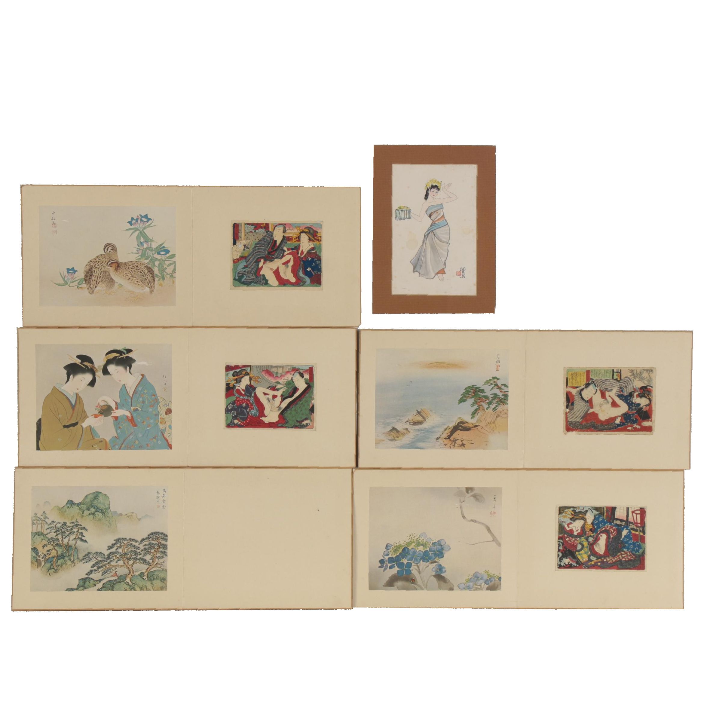 Japanese Shunga Woodblocks of Erotic Scenes and More