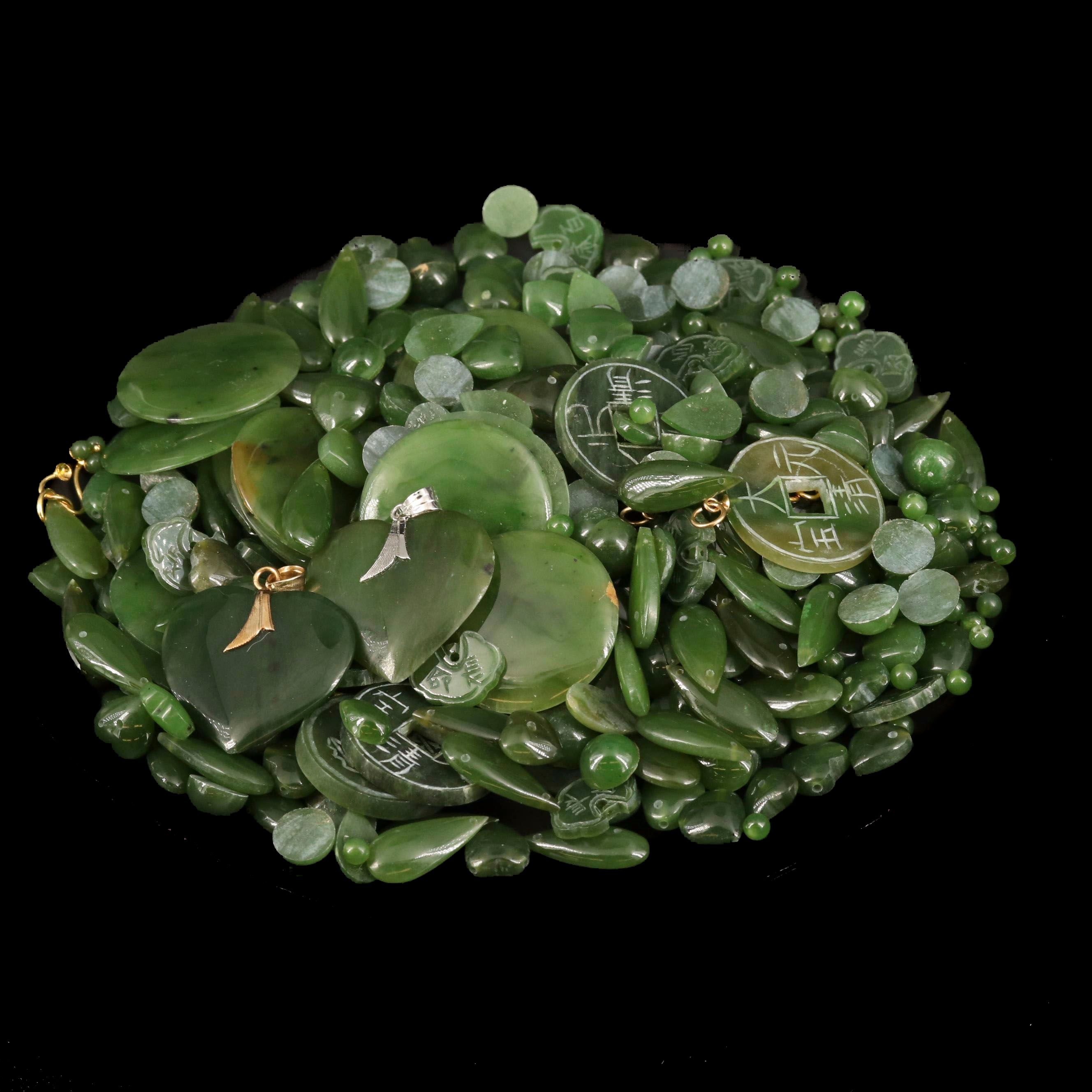 Loose Carved Nephrite and Mixed Shaped Cabochons