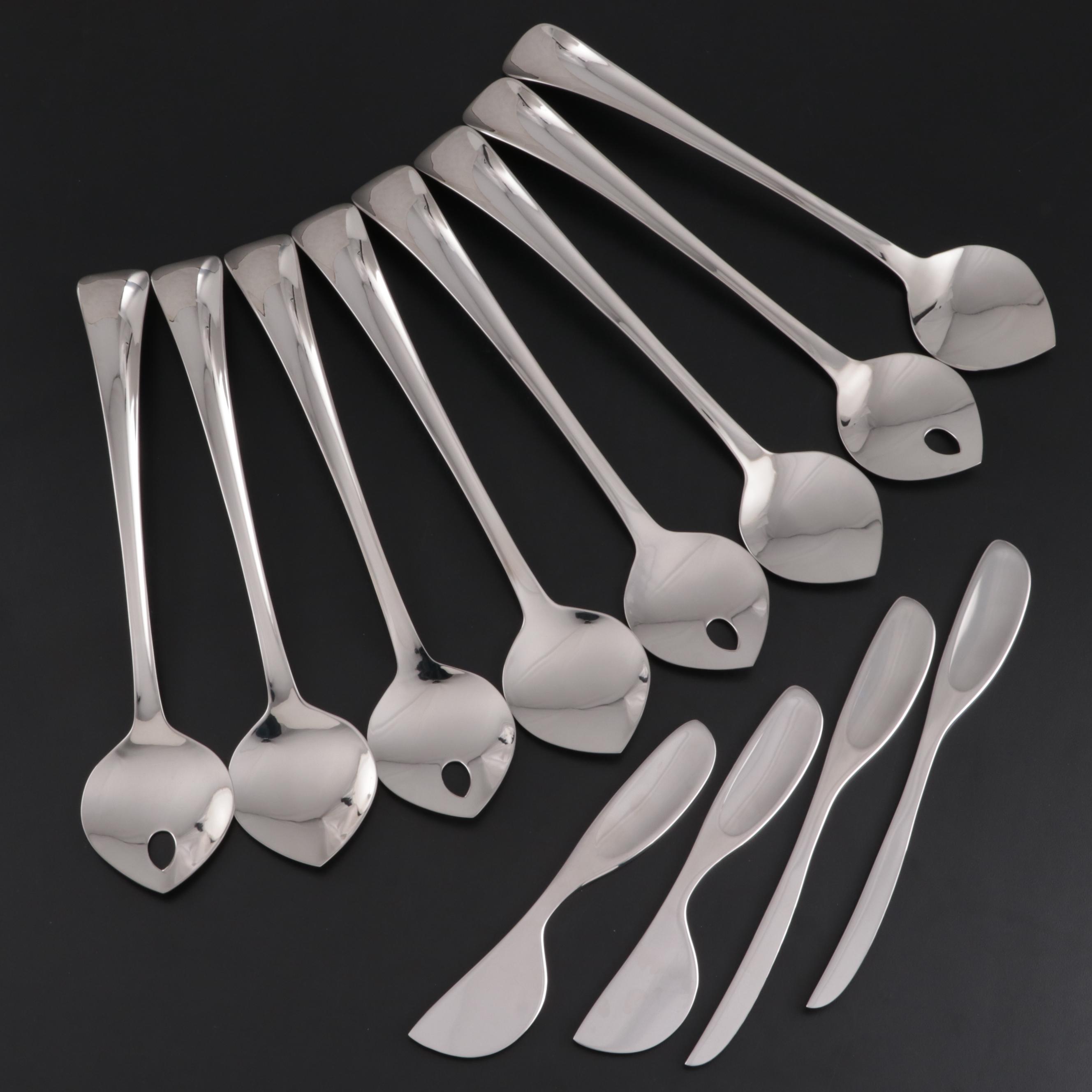 Georg Jensen "Duo" Stainless Steel Salad Servers and "Alfredo" Cheese Knives