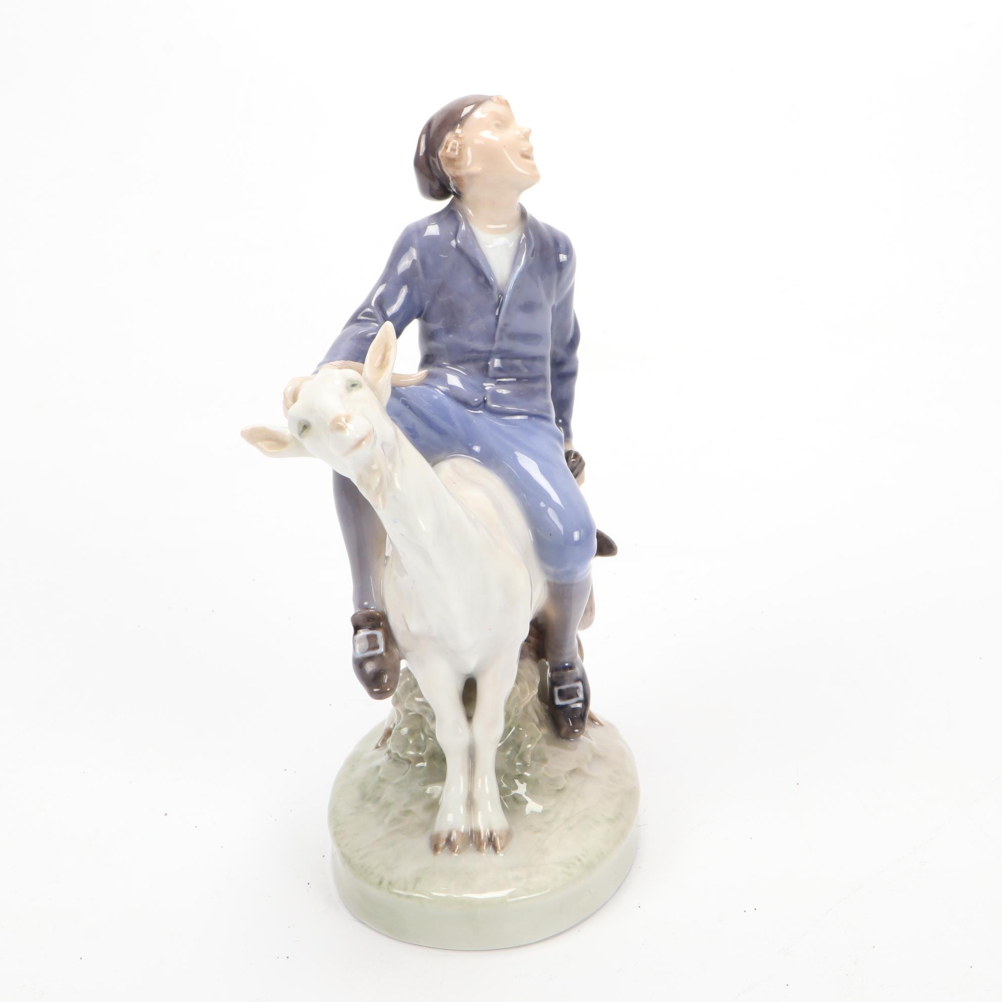Royal Copenhagen Hans Clodhopper "Boy on Goat" Porcelain Figurine
