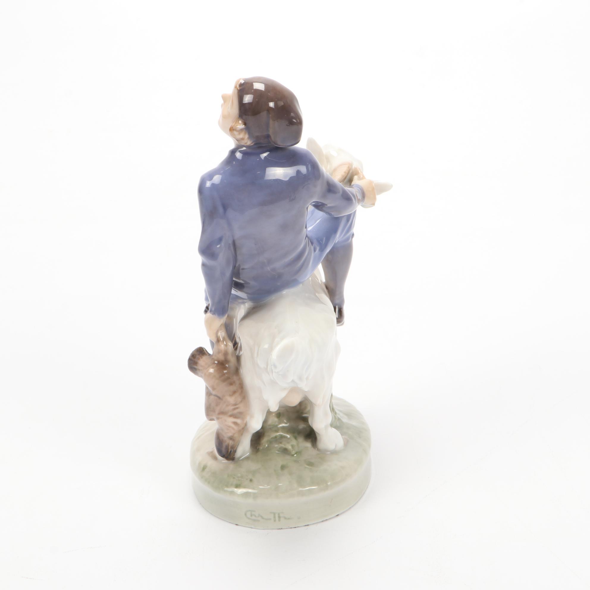 Royal Copenhagen Hans Clodhopper "Boy on Goat" Porcelain Figurine