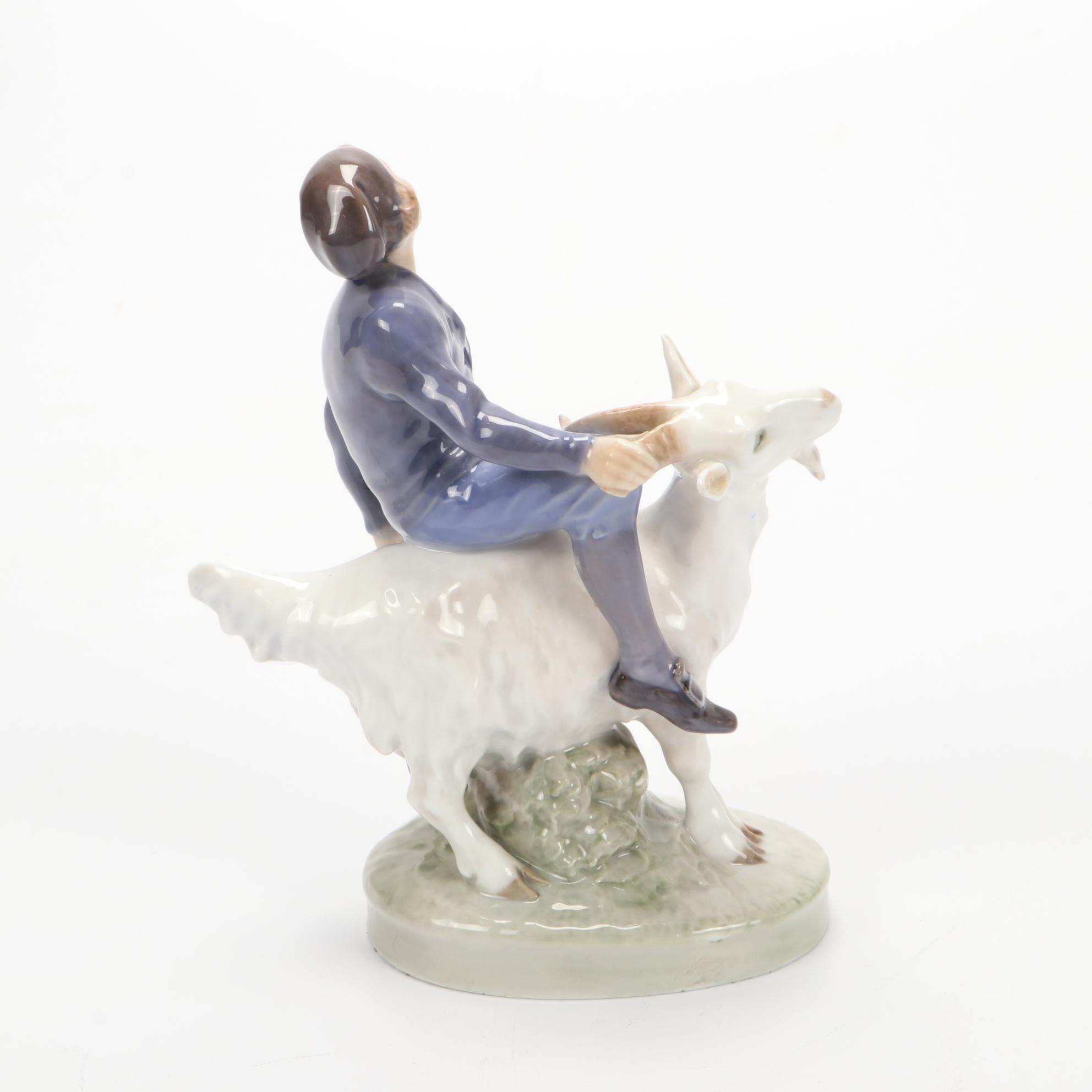 Royal Copenhagen Hans Clodhopper "Boy on Goat" Porcelain Figurine