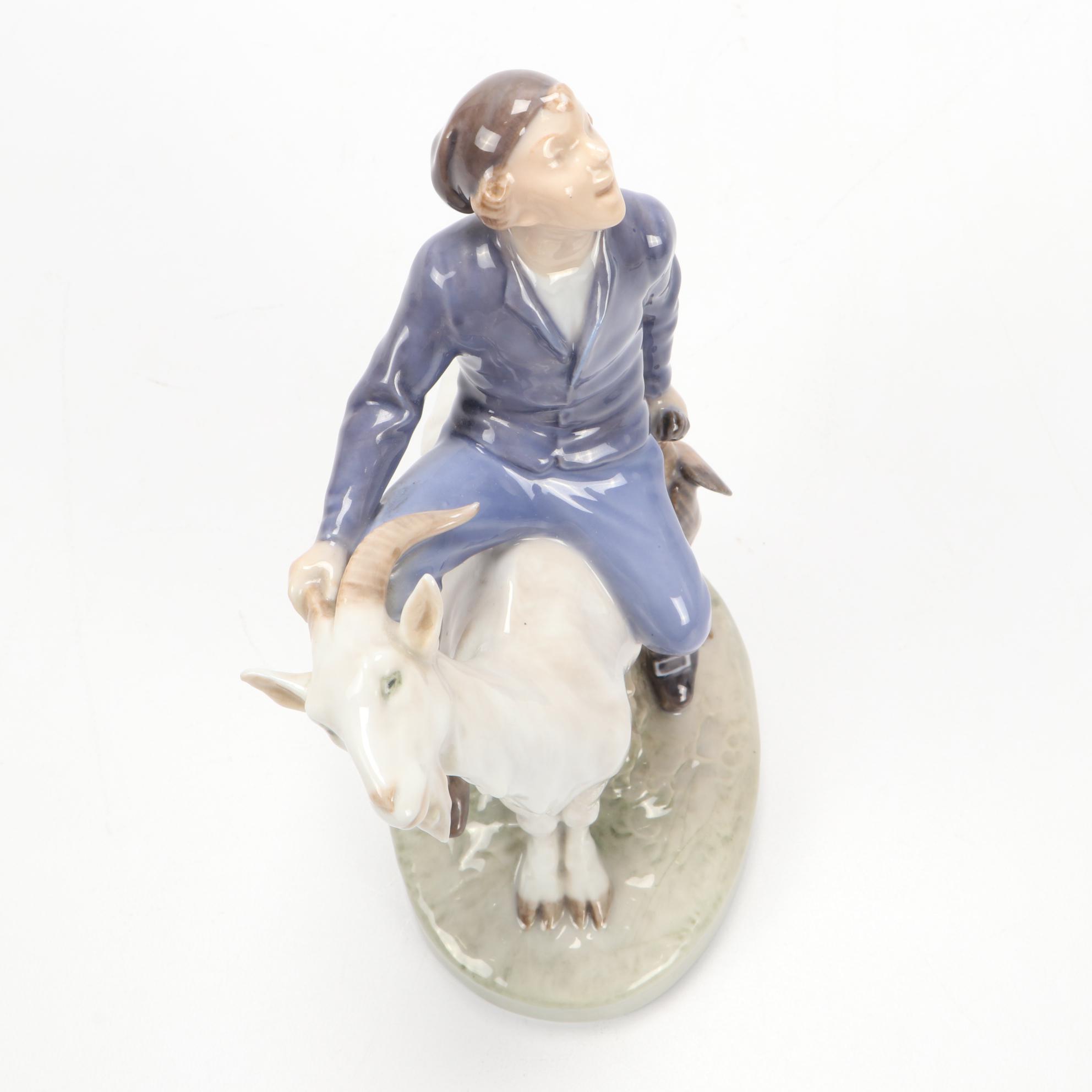 Royal Copenhagen Hans Clodhopper "Boy on Goat" Porcelain Figurine