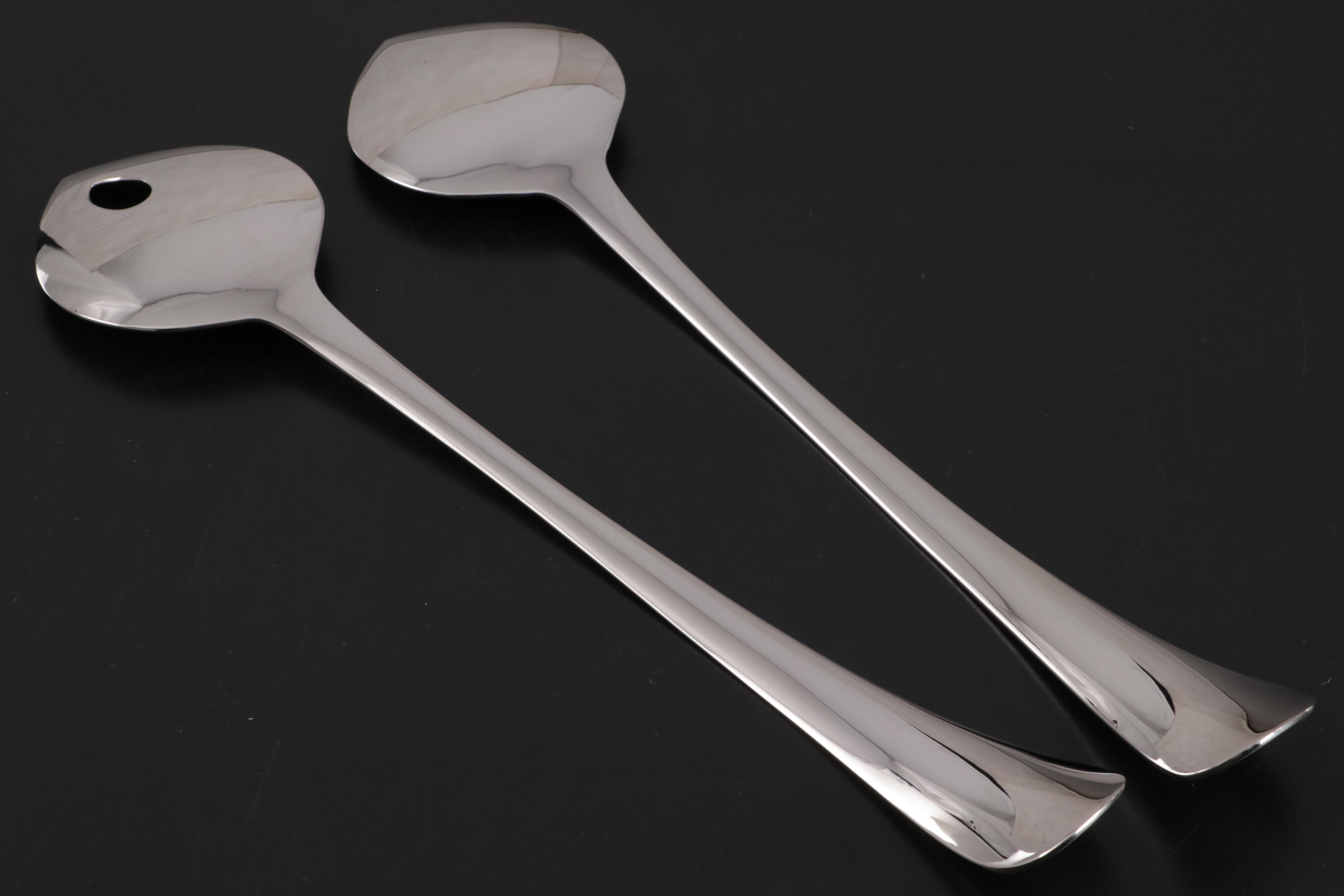 Georg Jensen "Duo" Stainless Steel Salad Servers and "Alfredo" Cheese Knives