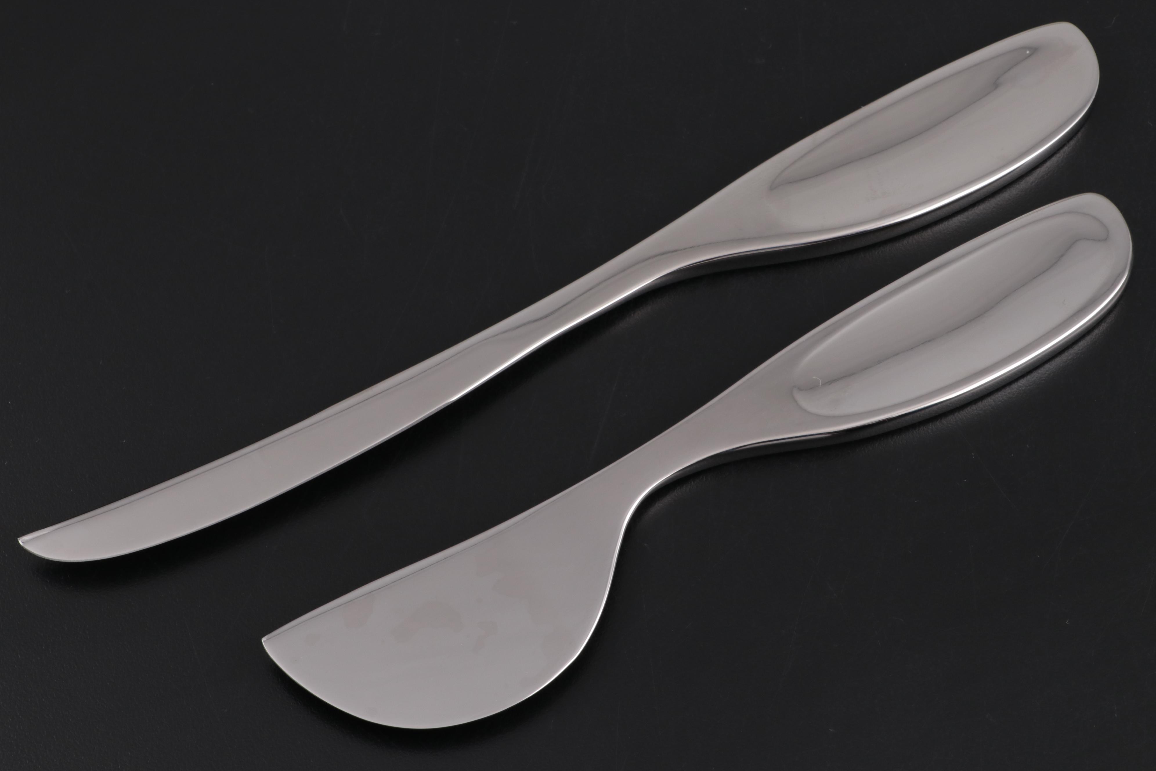 Georg Jensen "Duo" Stainless Steel Salad Servers and "Alfredo" Cheese Knives
