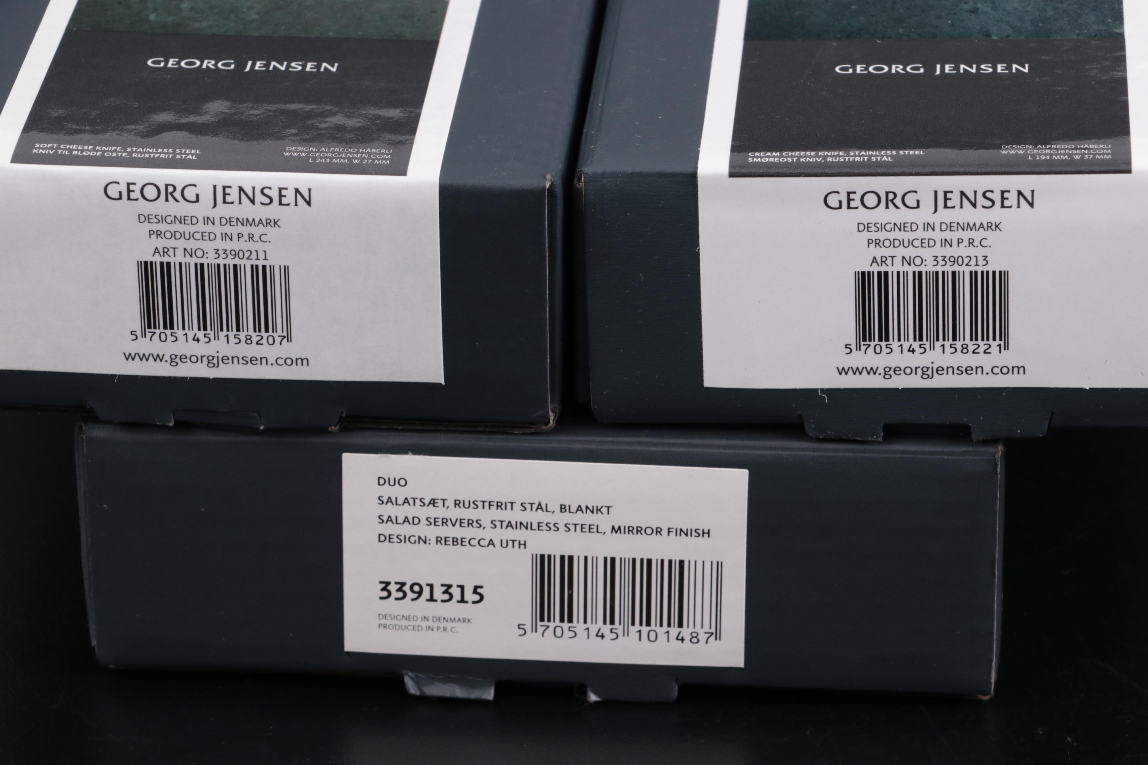 Georg Jensen "Duo" Stainless Steel Salad Servers and "Alfredo" Cheese Knives