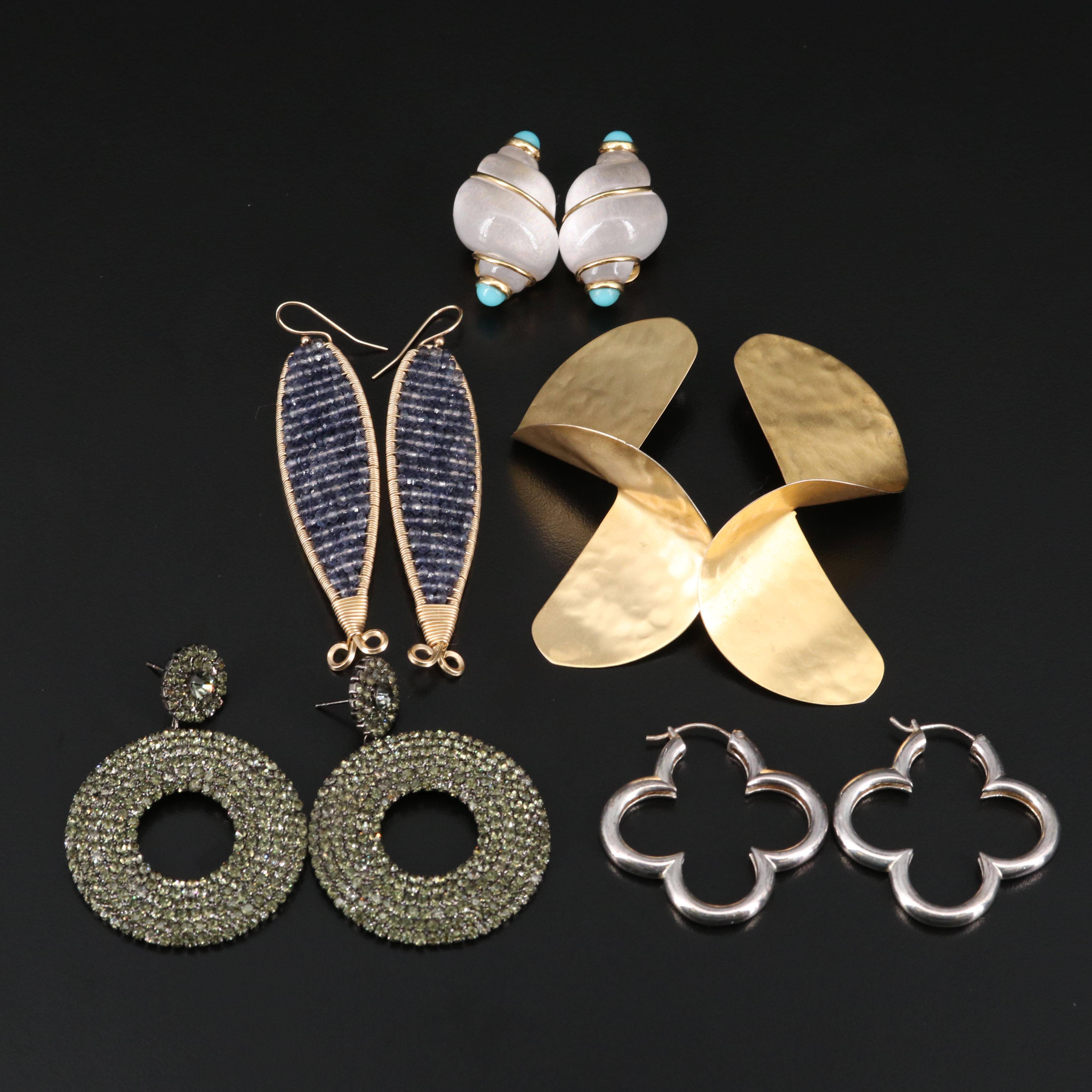 Collection of Earrings Including Heidi Klum Sterling Silver Clover Earrings