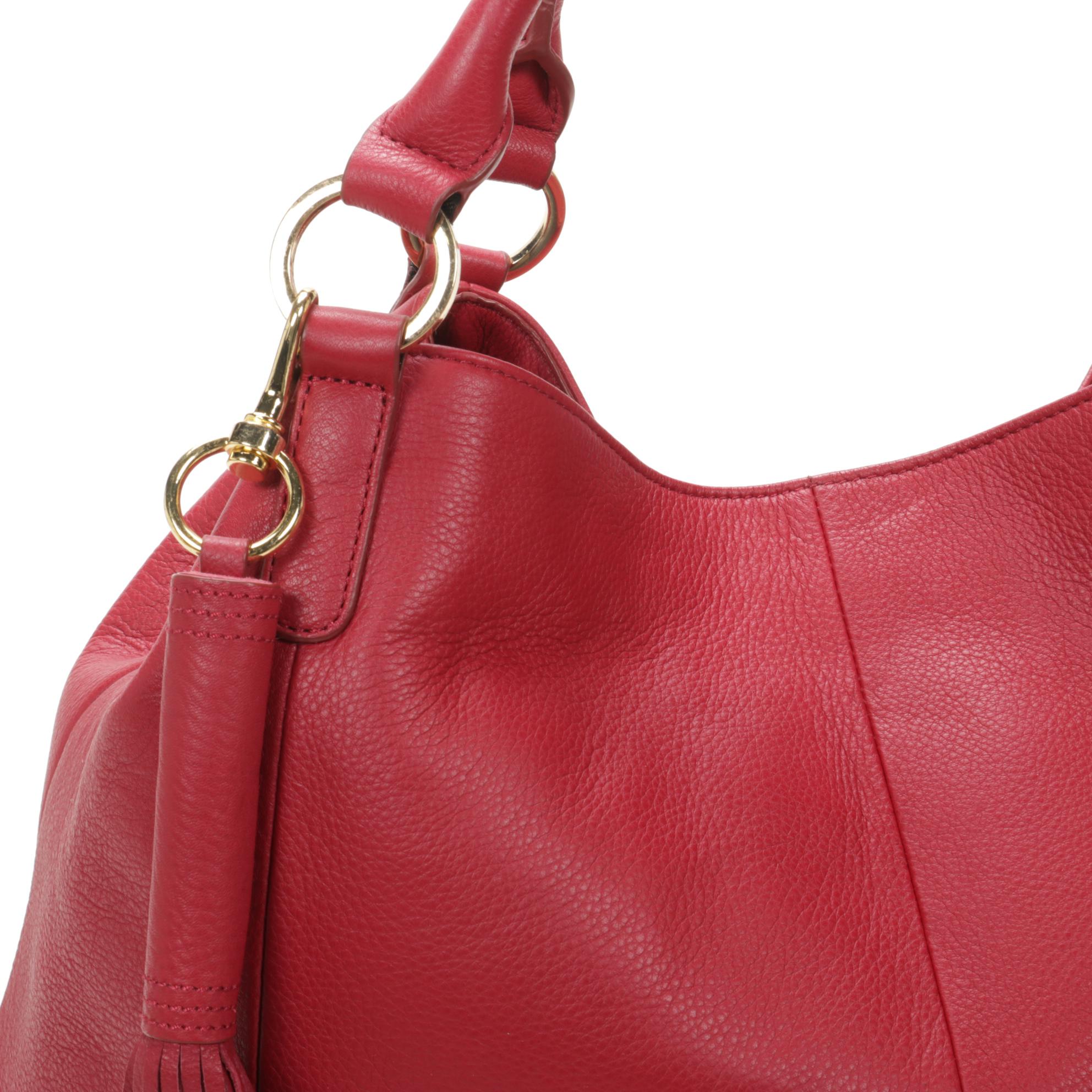 G.I.L.I. Got It Love It Two-Way Hobo Bag in Red Grained Leather with Tassel