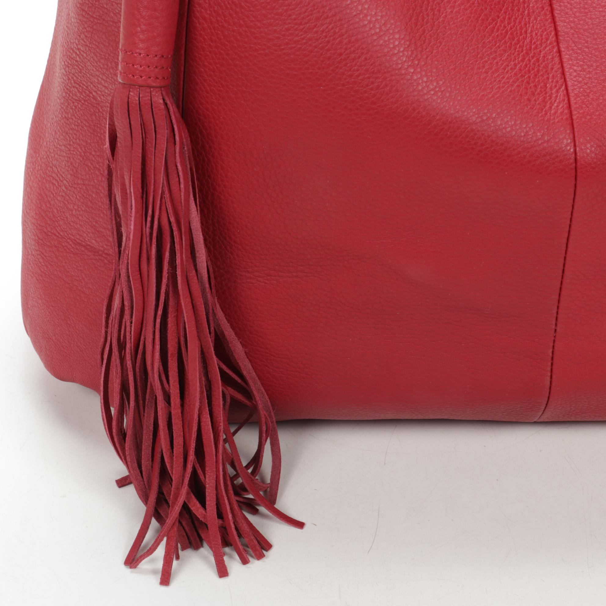 G.I.L.I. Got It Love It Two-Way Hobo Bag in Red Grained Leather with Tassel