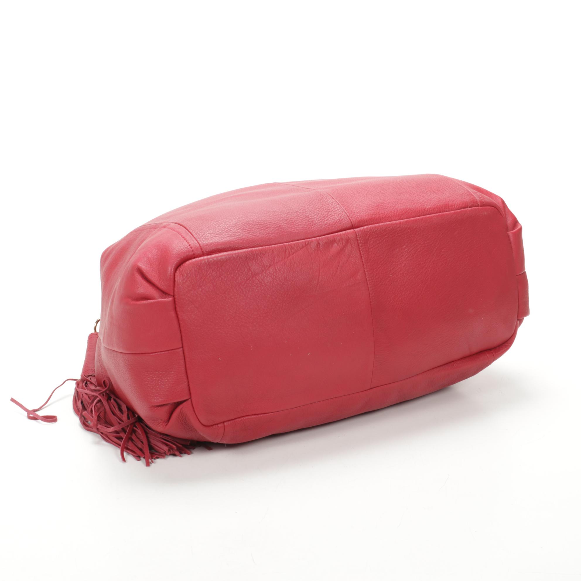 G.I.L.I. Got It Love It Two-Way Hobo Bag in Red Grained Leather with Tassel