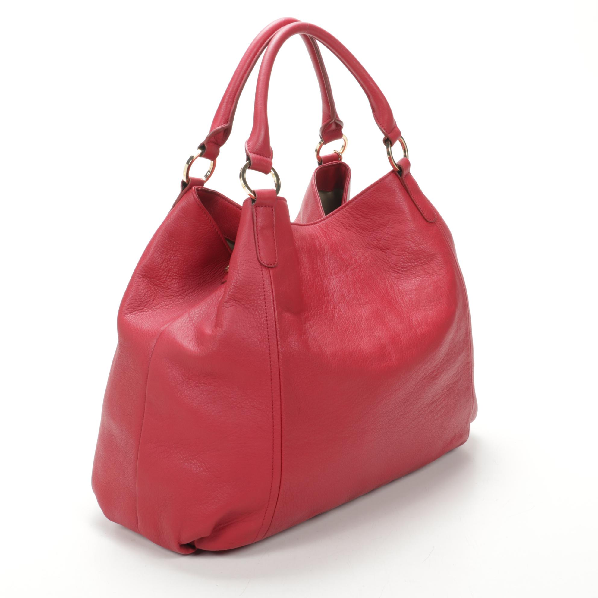 G.I.L.I. Got It Love It Two-Way Hobo Bag in Red Grained Leather with Tassel