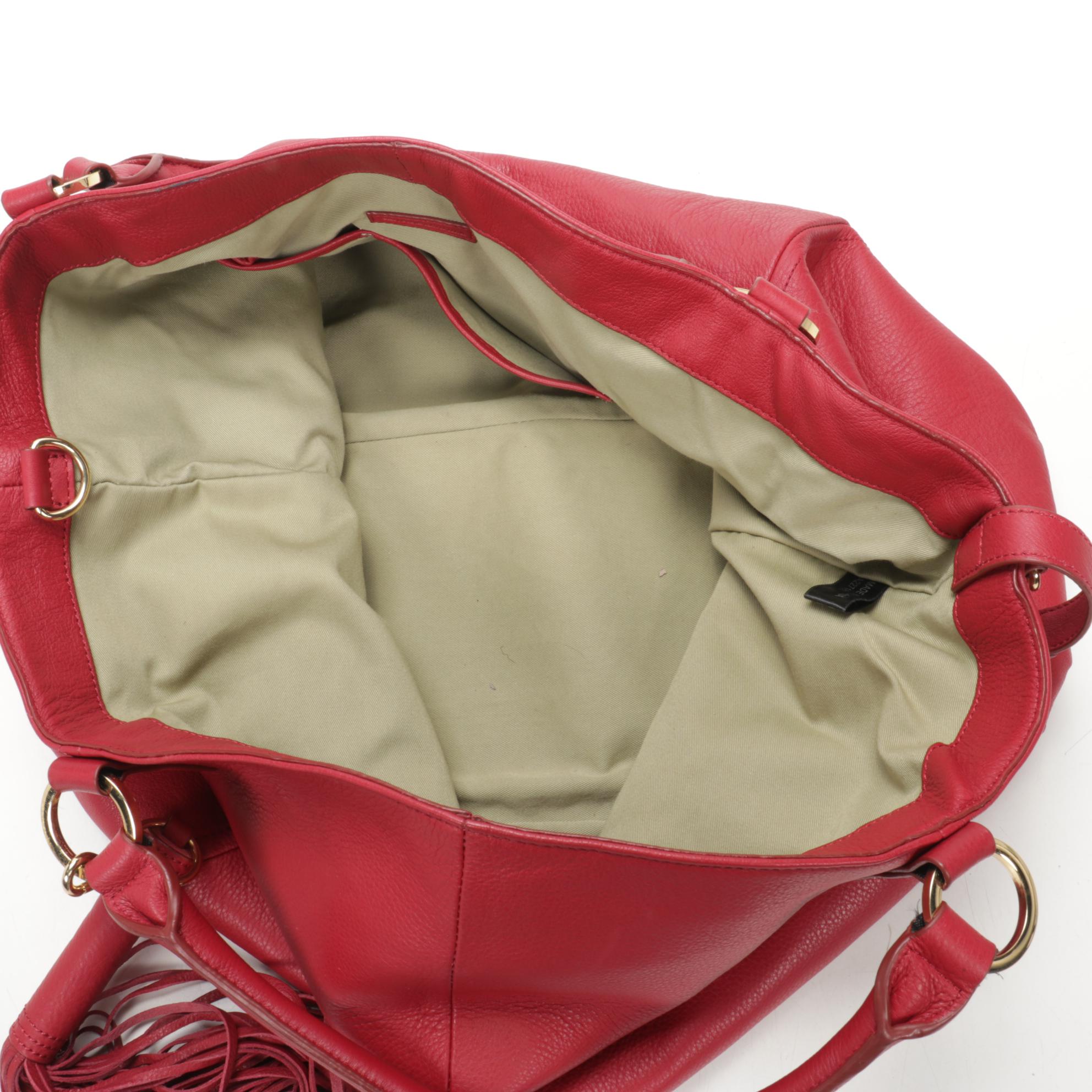 G.I.L.I. Got It Love It Two-Way Hobo Bag in Red Grained Leather with Tassel