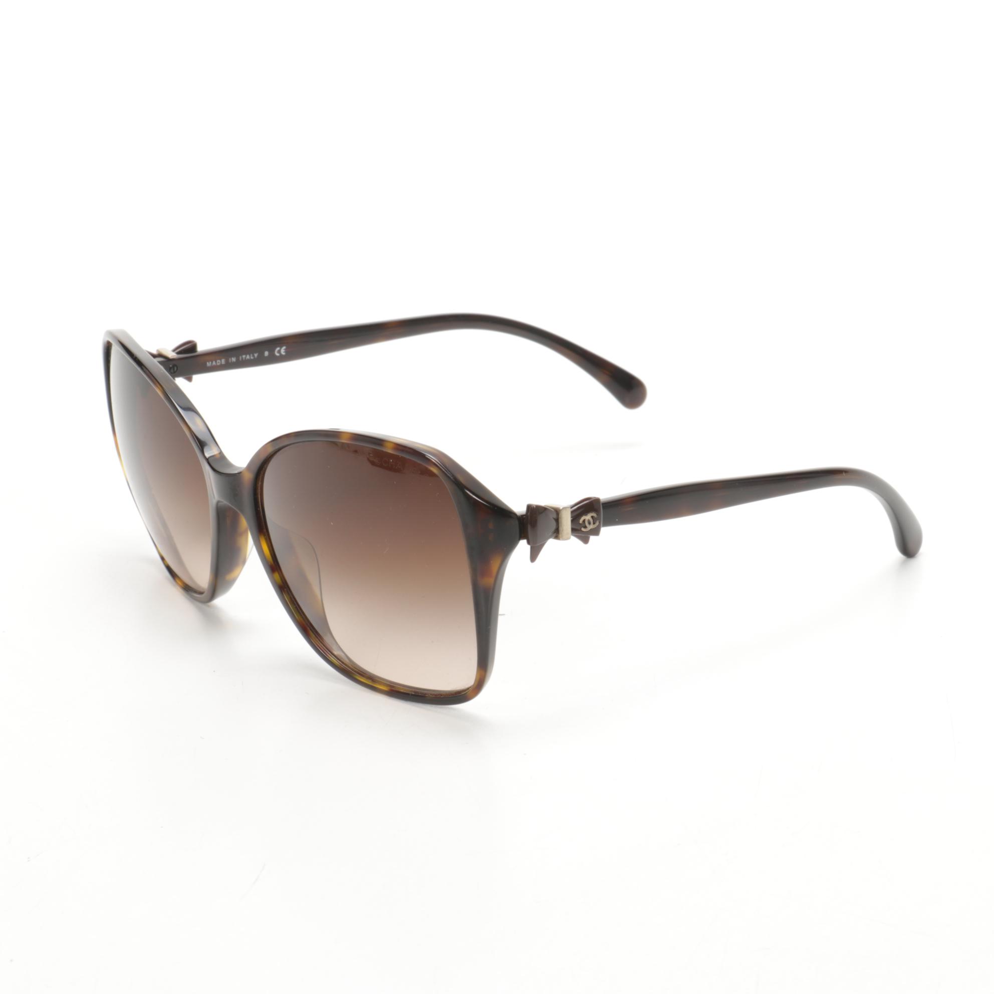 Chanel CC 5205-A Bow Sunglasses in Brown Tortoise with Case