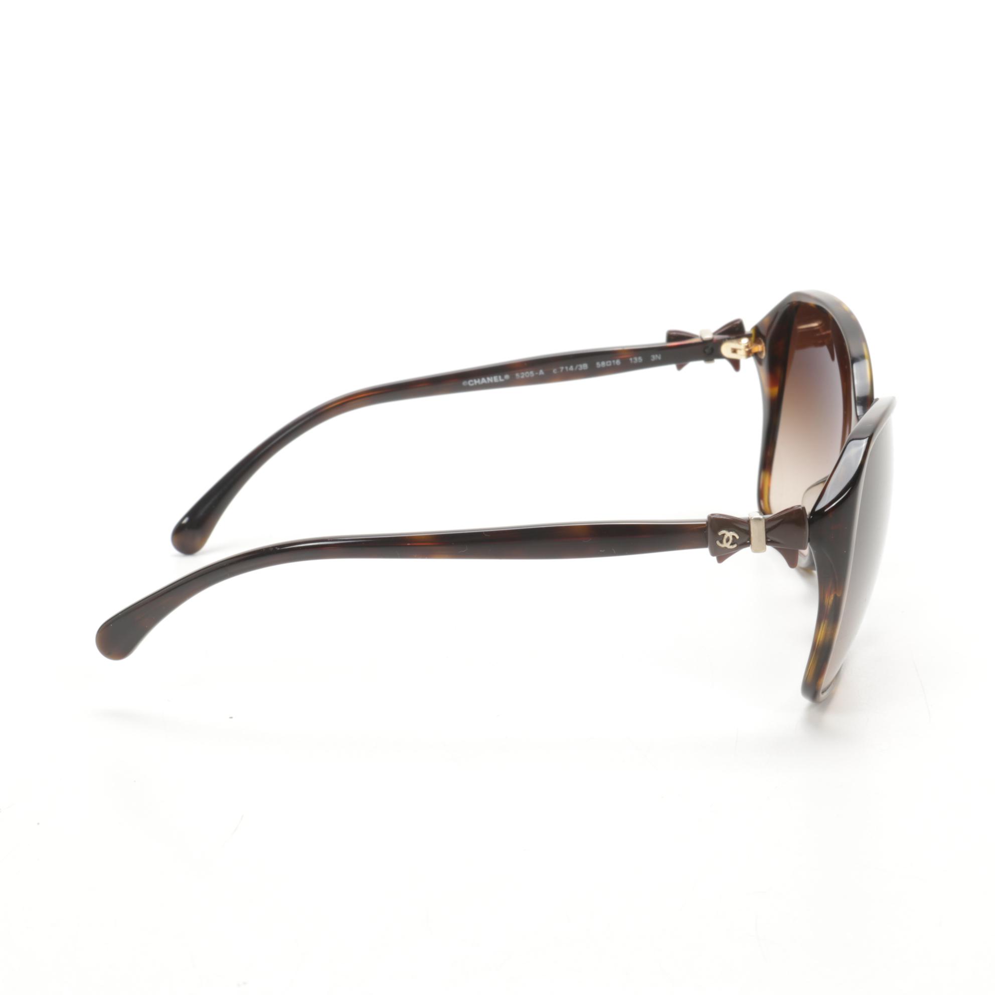 Chanel CC 5205-A Bow Sunglasses in Brown Tortoise with Case