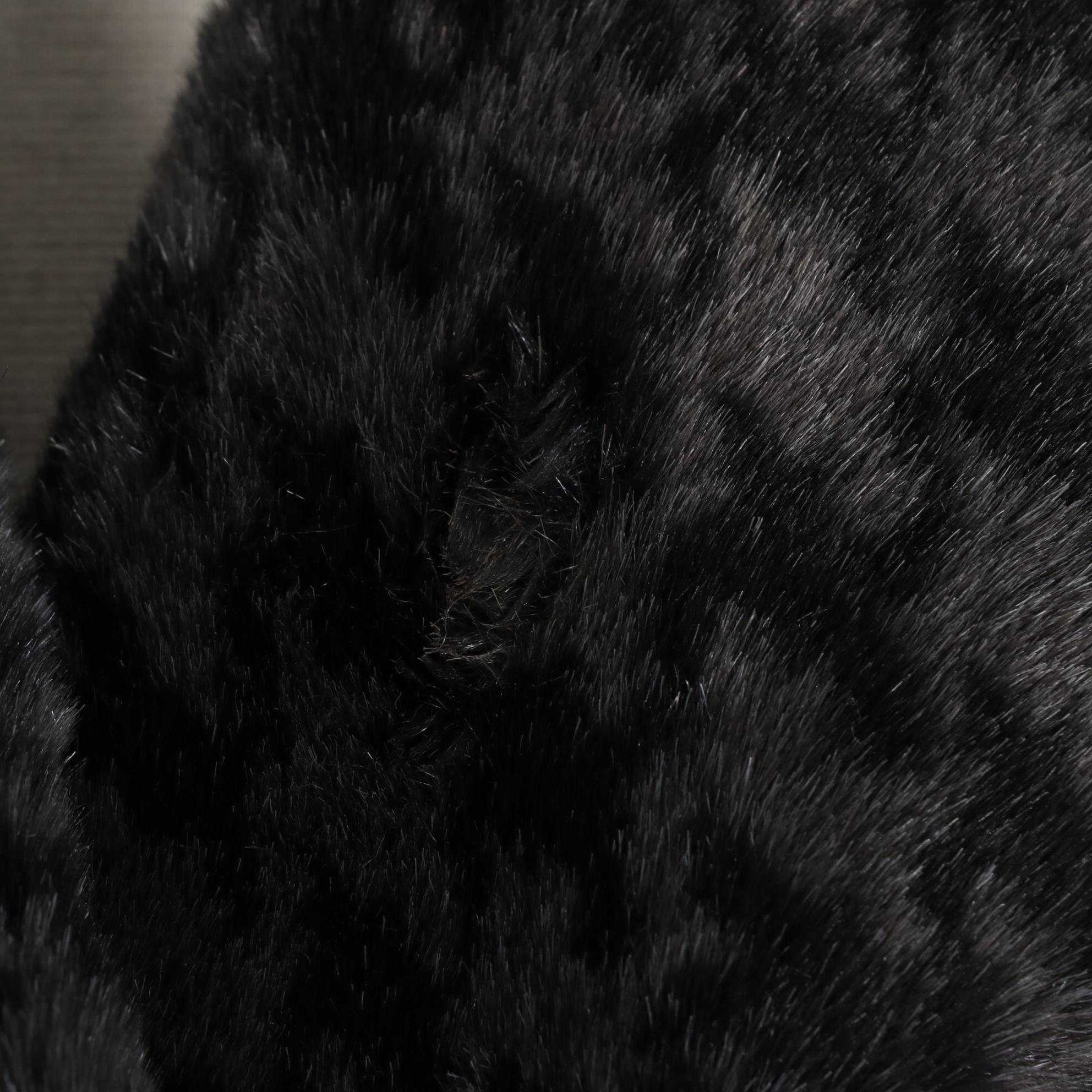 Calvin Klein Houndstooth Printed Faux Fur Coat