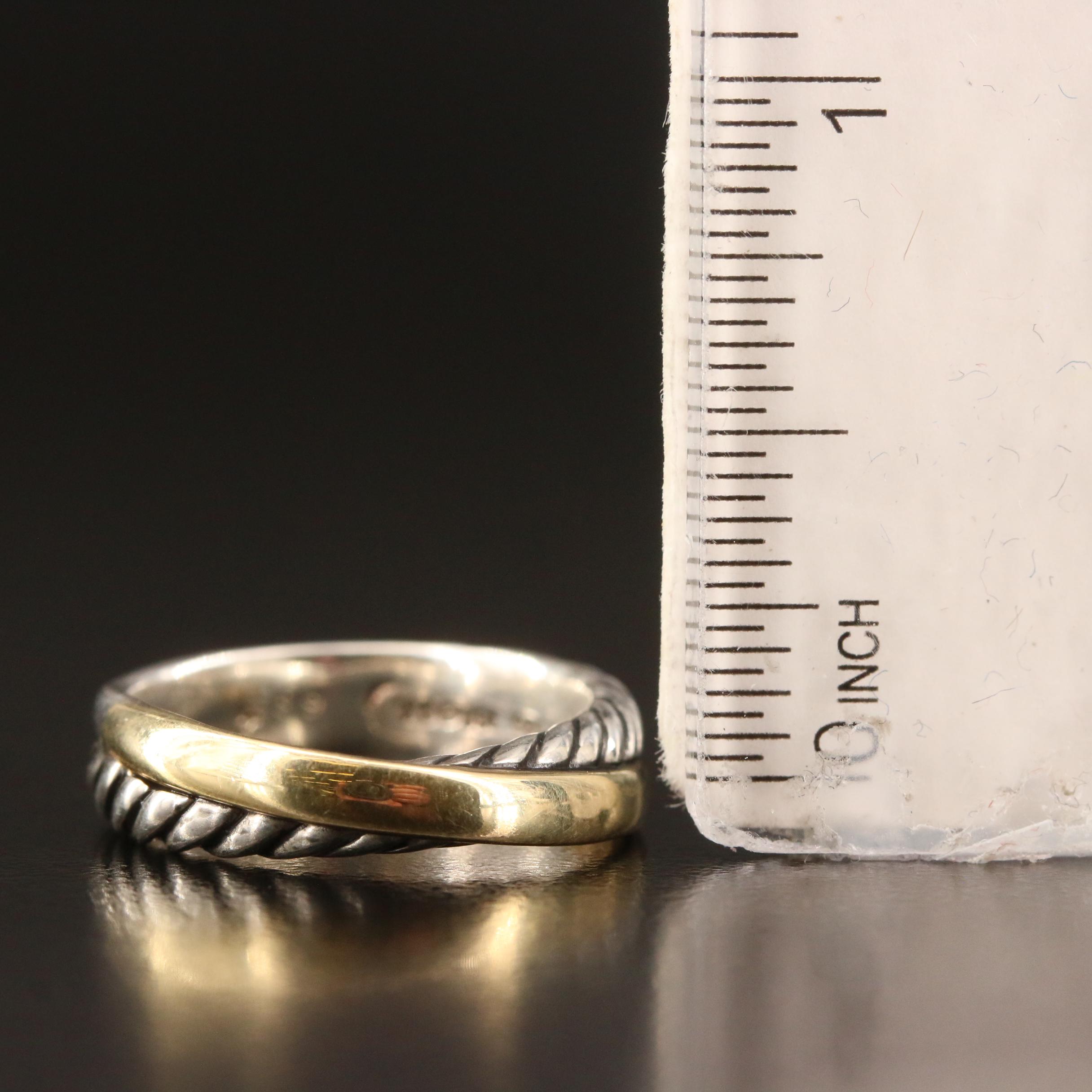 David Yurman Sterling Silver and 18K Crossover Ring