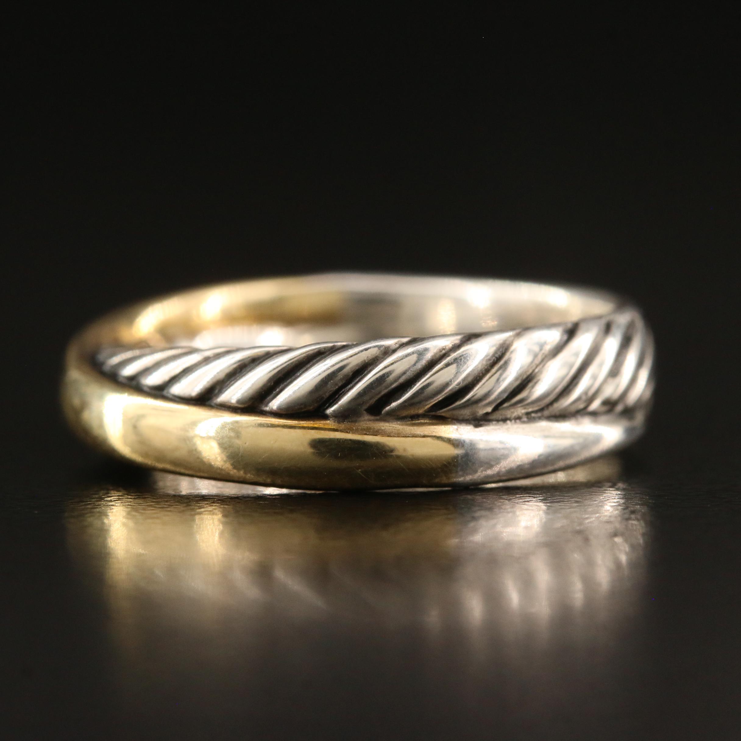 David Yurman Sterling Silver and 18K Crossover Ring