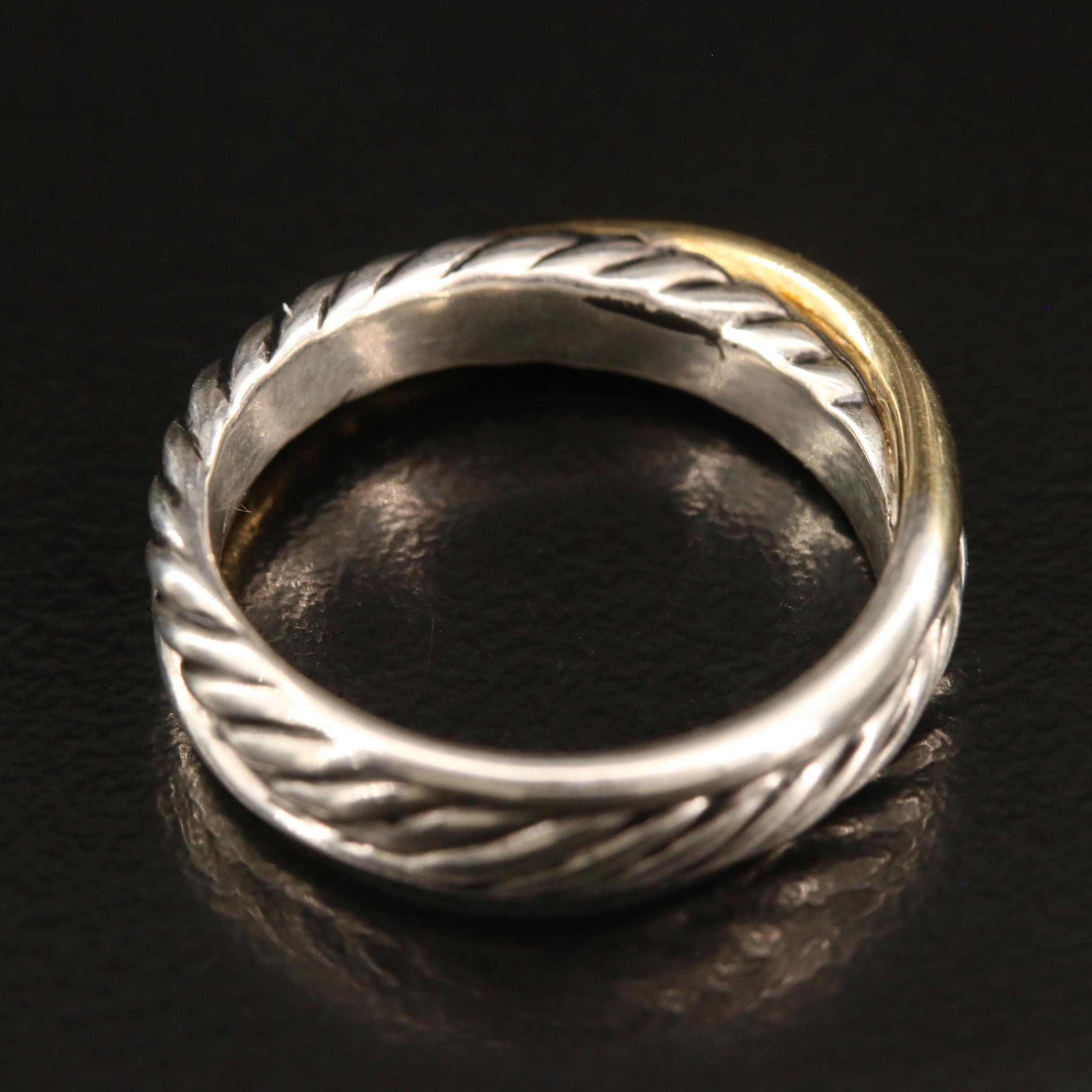 David Yurman Sterling Silver and 18K Crossover Ring