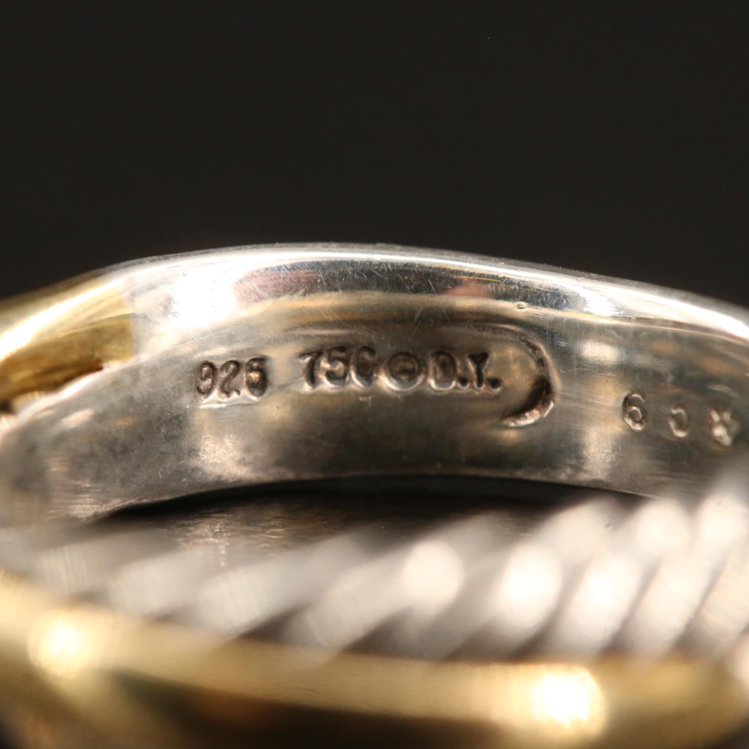 David Yurman Sterling Silver and 18K Crossover Ring