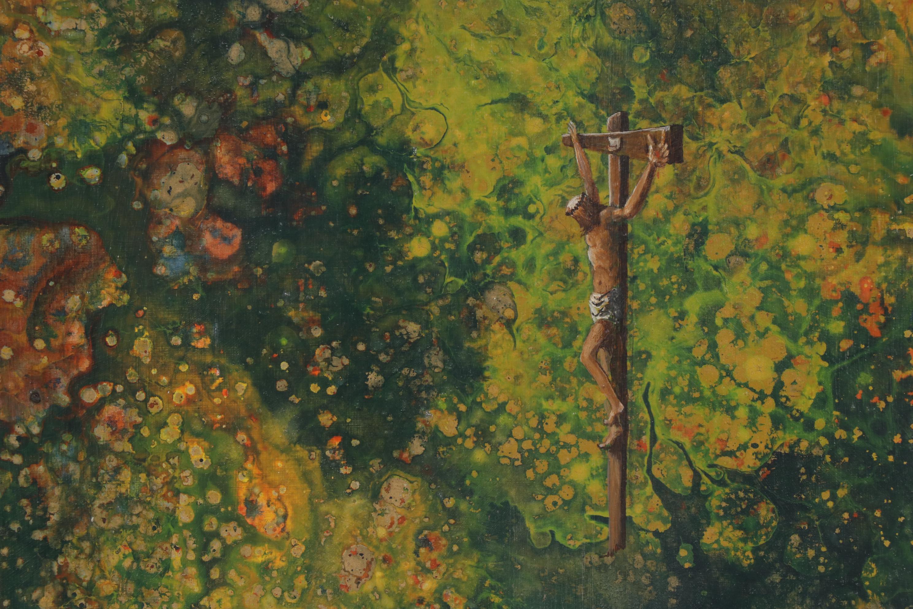 Thomas C. Kozar Oil Painting "Christ on the Cross," Late 20th to 21st Century