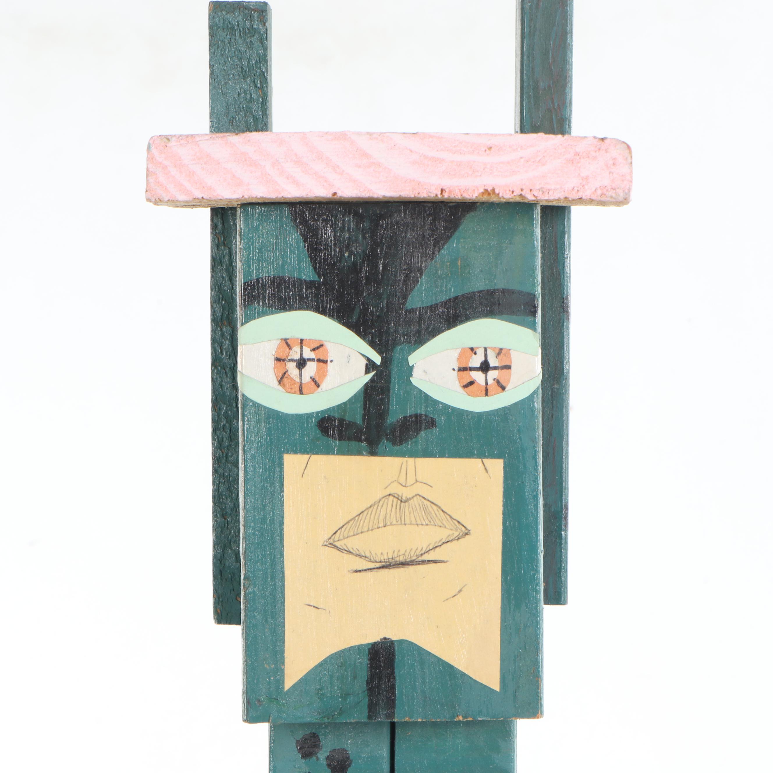 Antonio Adams Folk Art Wood Sculpture "U.S.A Amphibians in American"