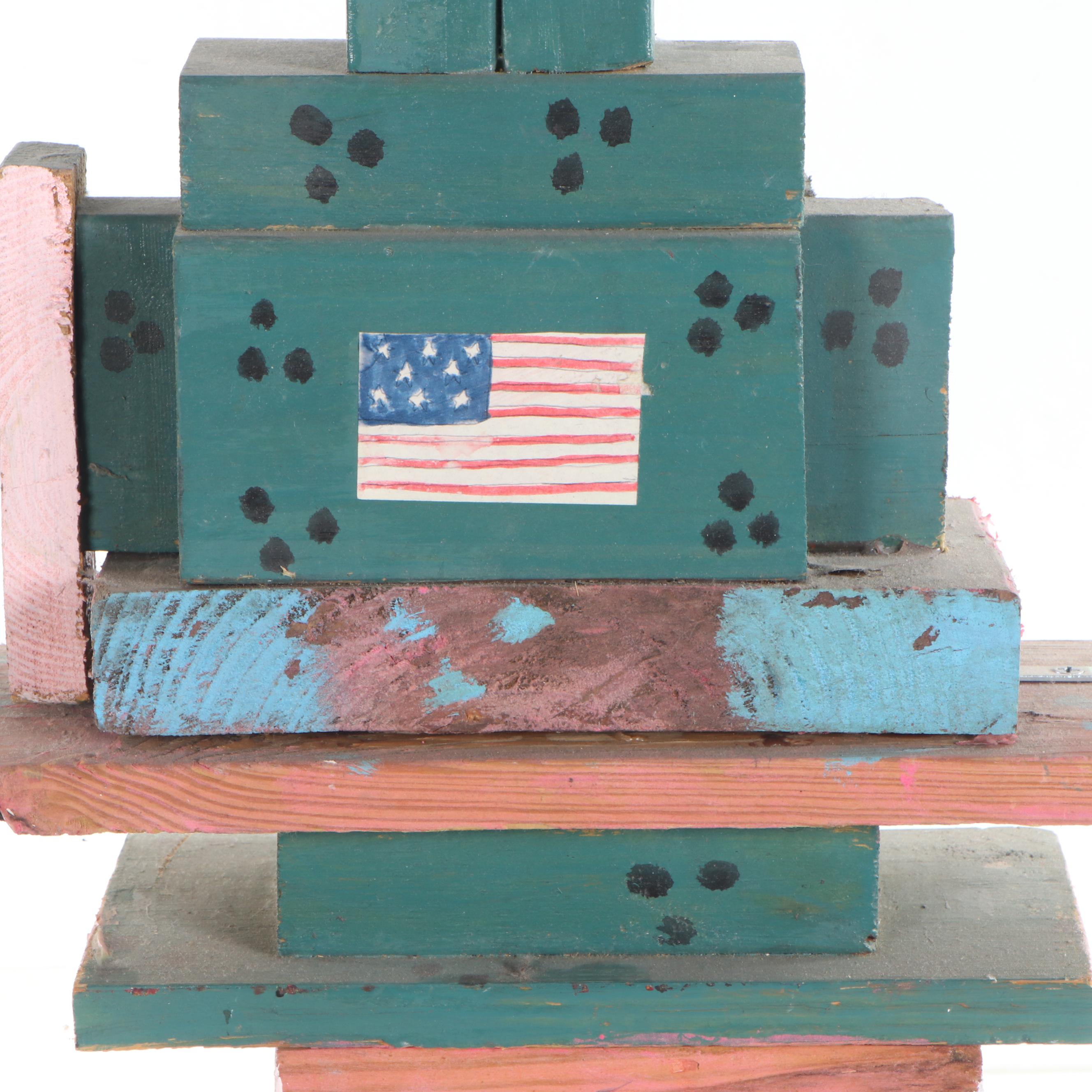 Antonio Adams Folk Art Wood Sculpture "U.S.A Amphibians in American"
