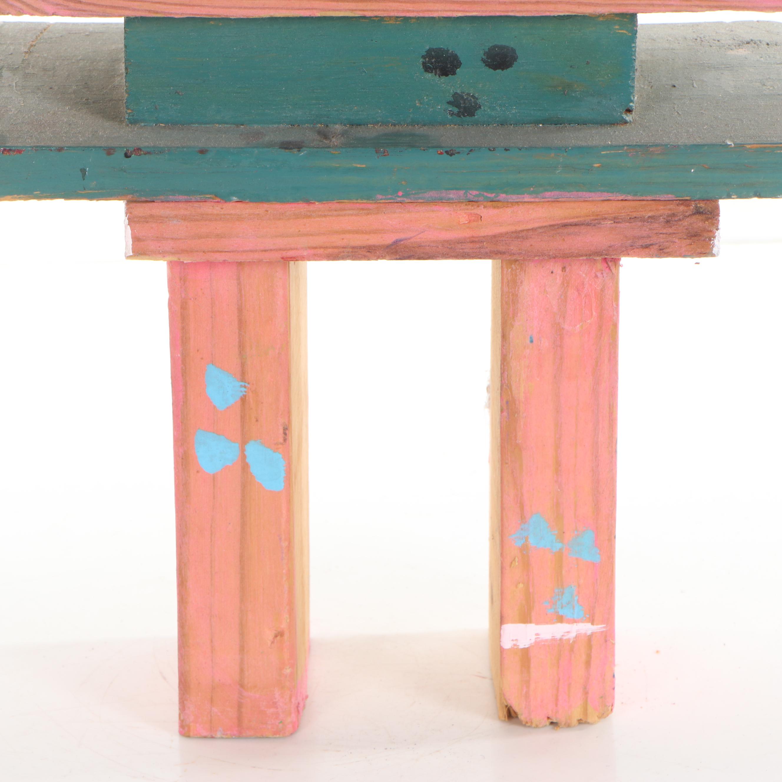 Antonio Adams Folk Art Wood Sculpture "U.S.A Amphibians in American"