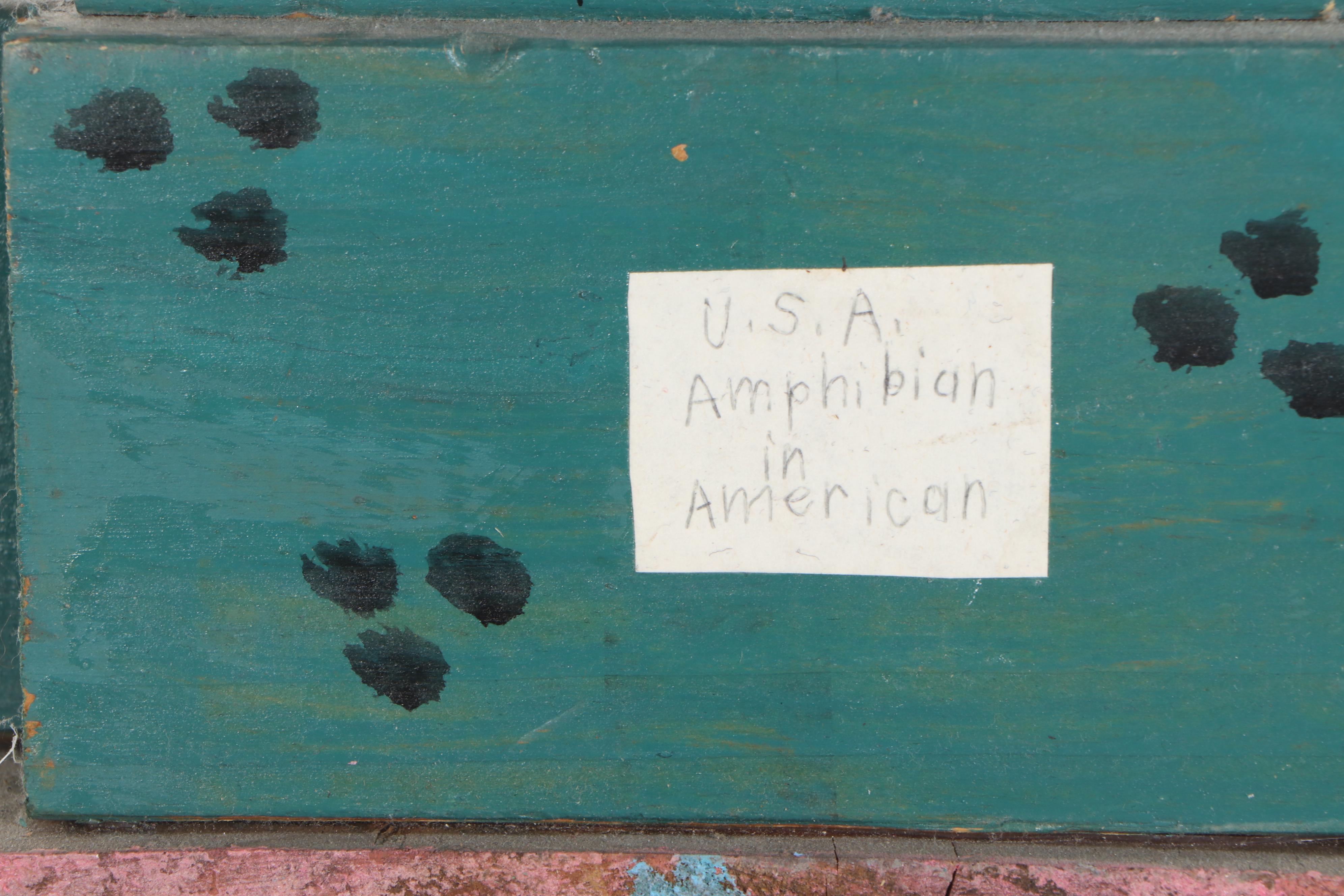 Antonio Adams Folk Art Wood Sculpture "U.S.A Amphibians in American"