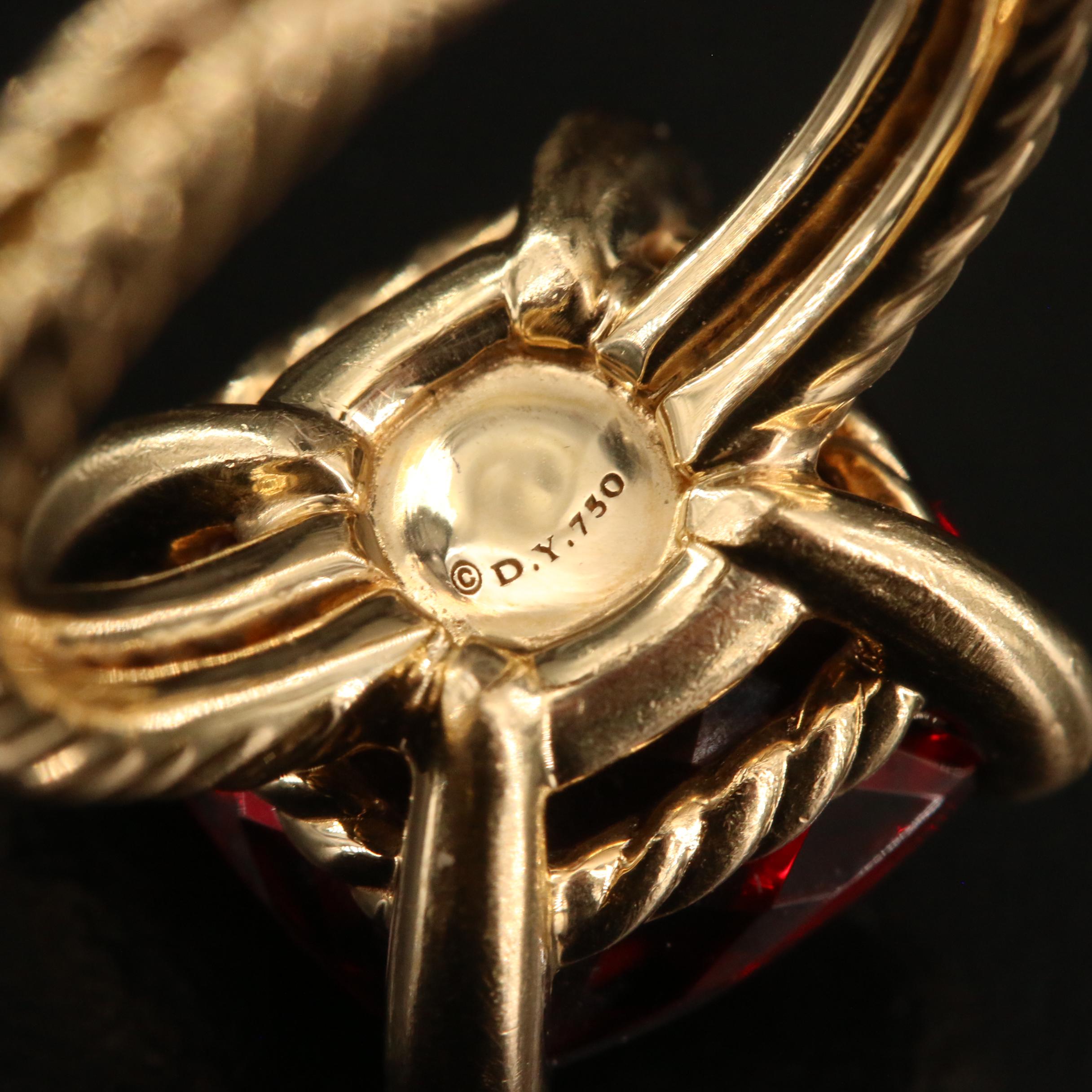 David Yurman "Chatelaine" 18K Garnet and Diamond Ring