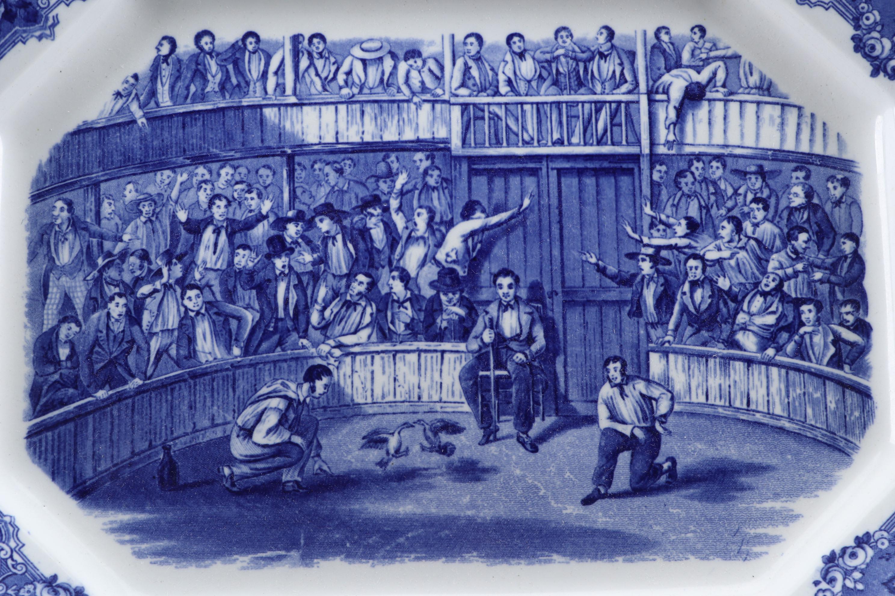 George Jones and Sons Ironstone "Spanish Festivities" Blue and White Platter