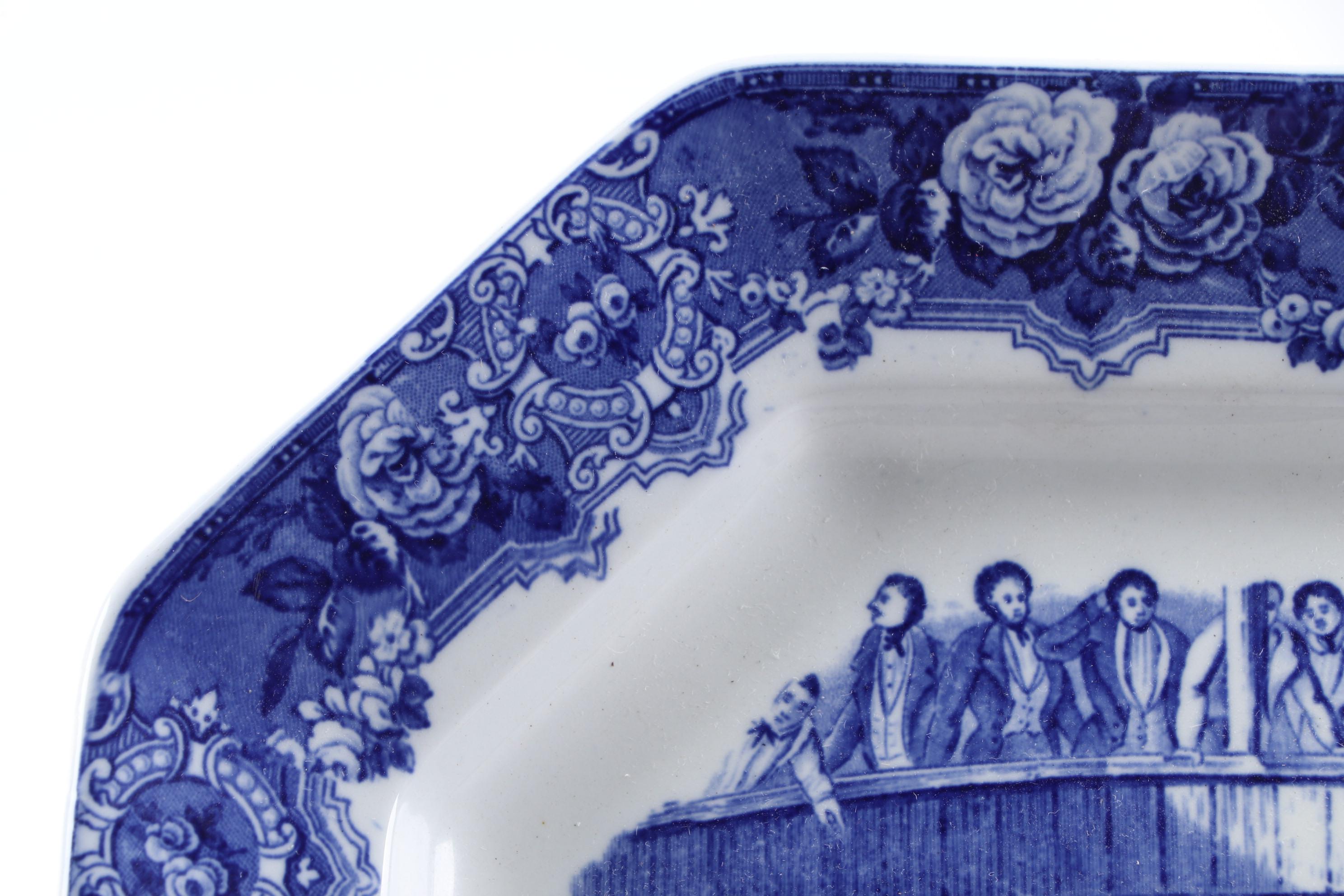 George Jones and Sons Ironstone "Spanish Festivities" Blue and White Platter