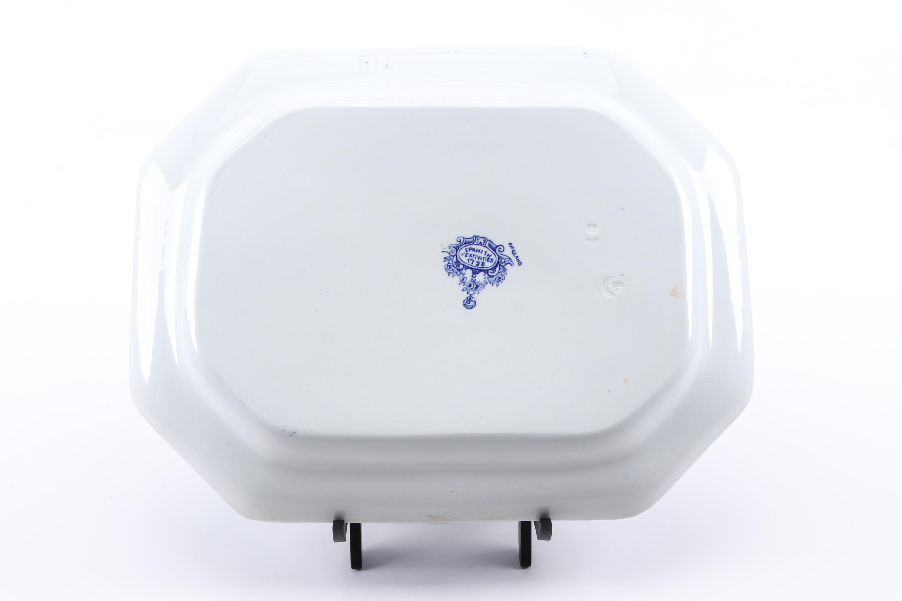 George Jones and Sons Ironstone "Spanish Festivities" Blue and White Platter