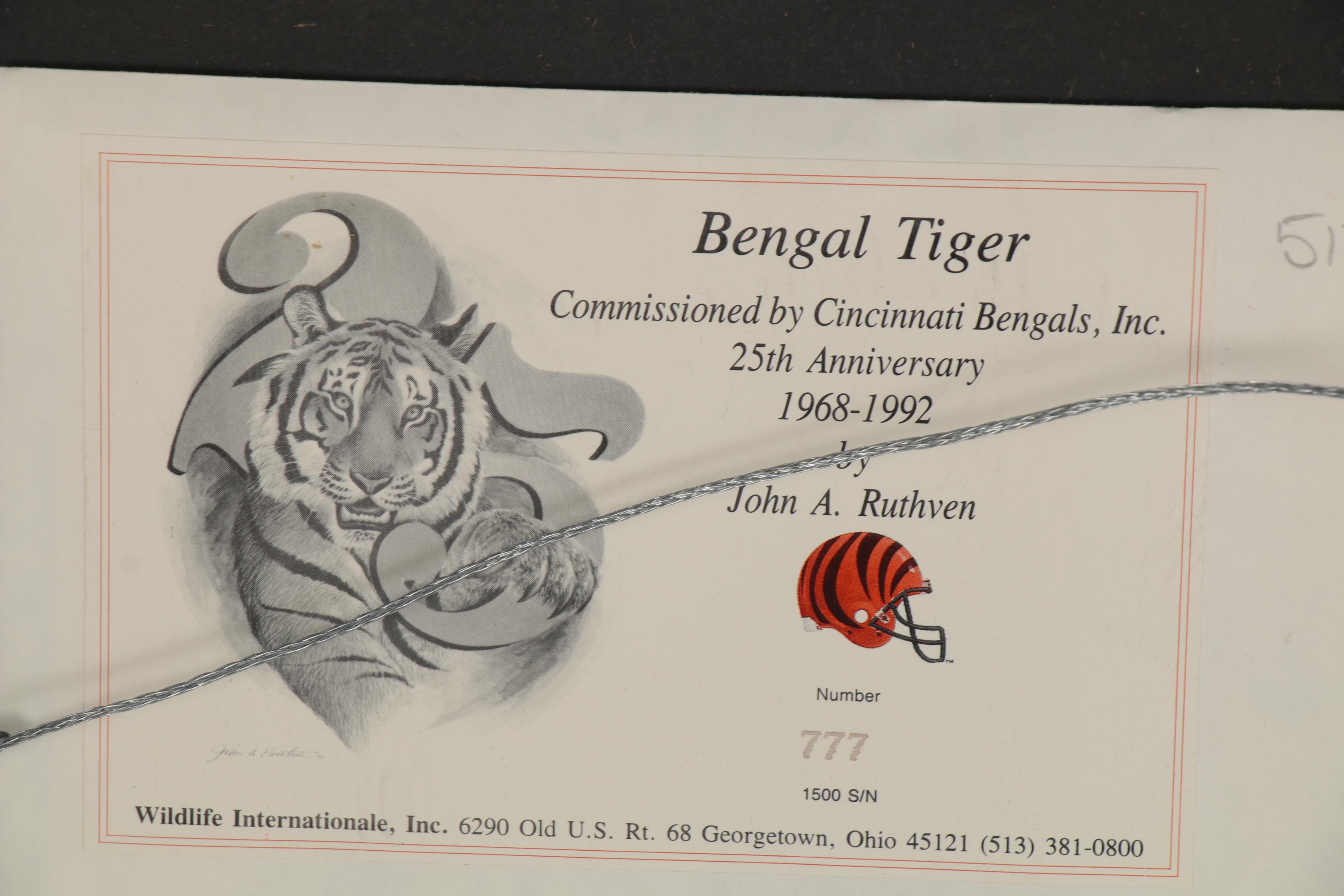John Ruthven Offset Lithograph "Bengal Tiger" Commissioned by Cincinnati Bengals