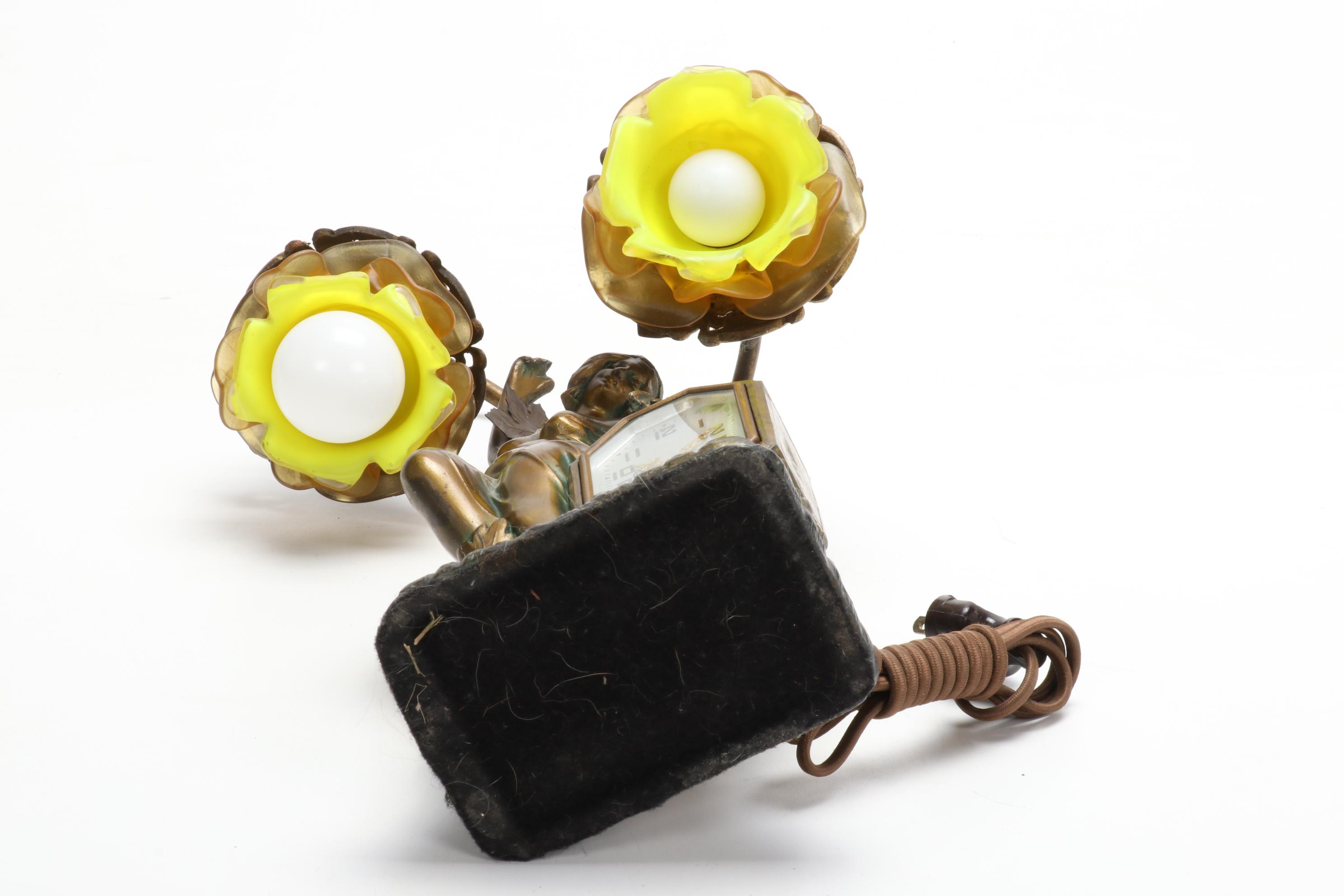 Schadow & Son Art Nouveau Figural Clock Lamp, Early 20th Century