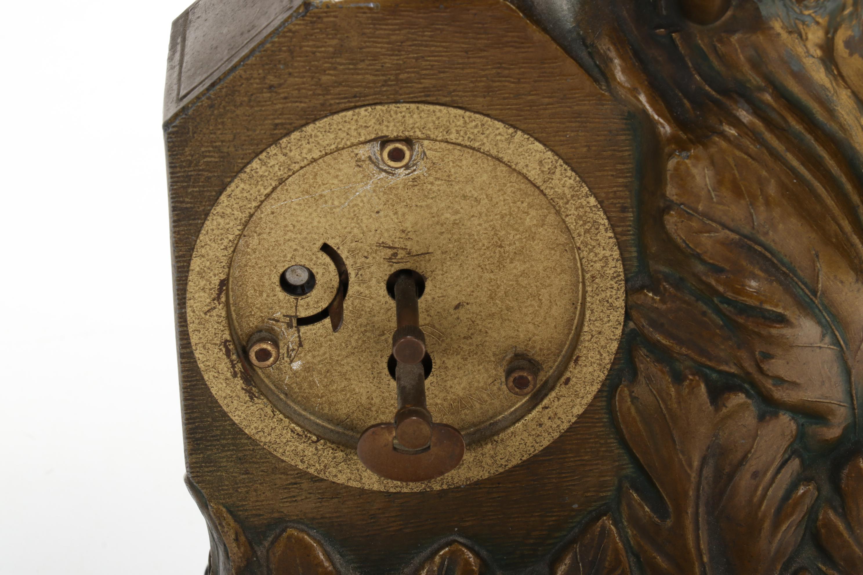 Schadow & Son Art Nouveau Figural Clock Lamp, Early 20th Century