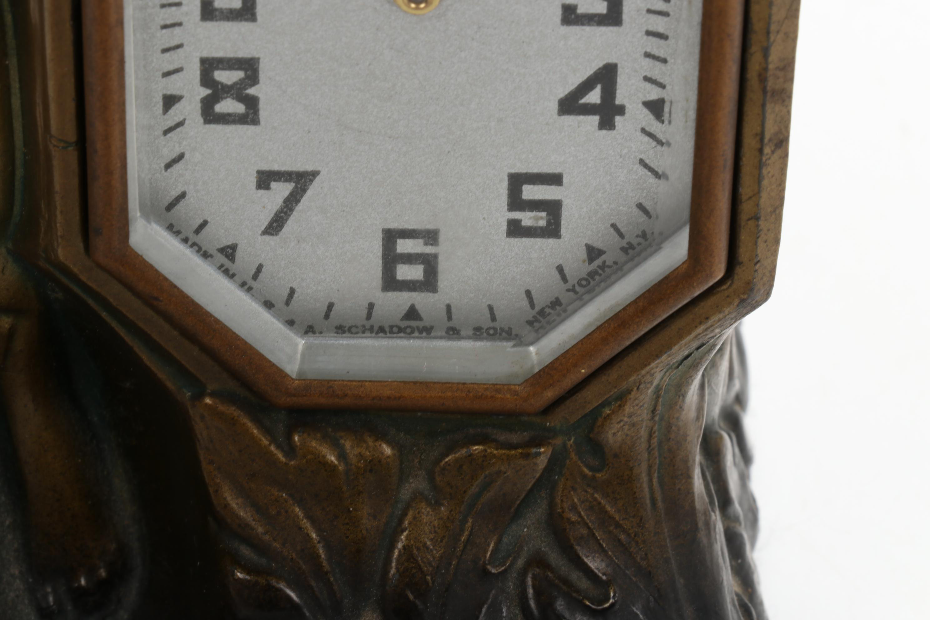 Schadow & Son Art Nouveau Figural Clock Lamp, Early 20th Century