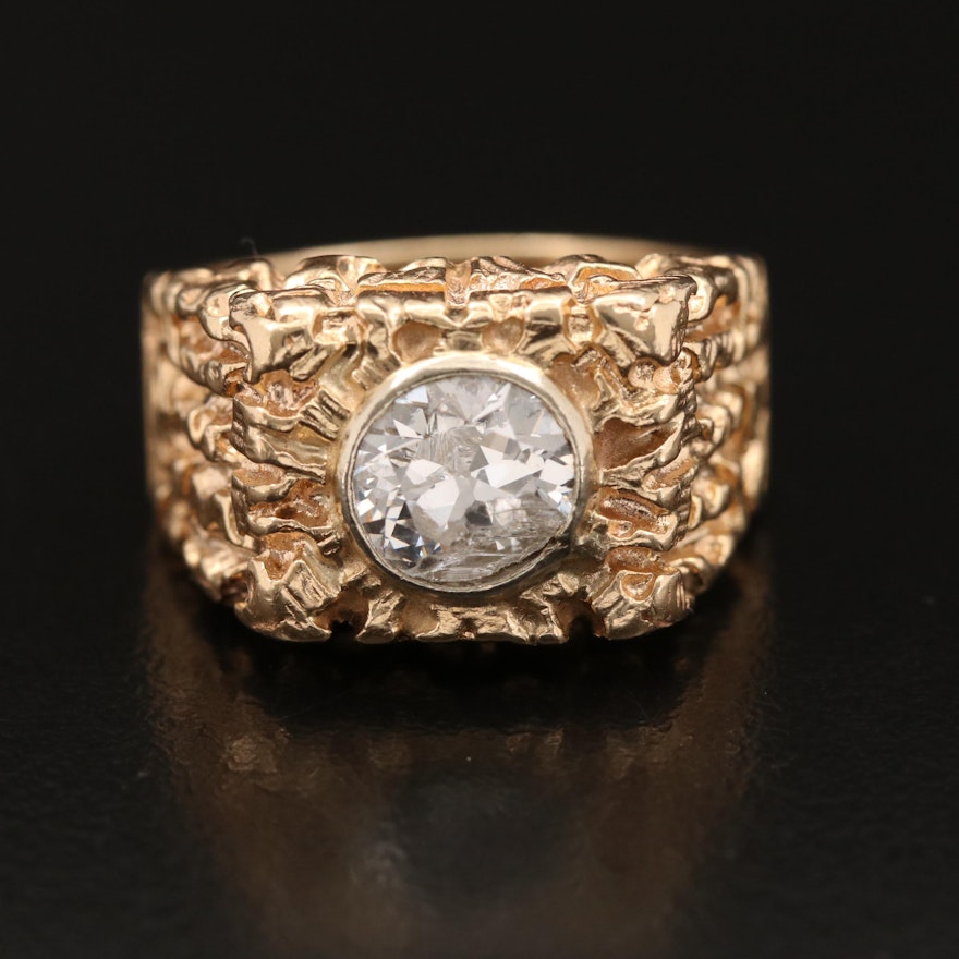 14K 1.39 CT Diamond Nugget Style Ring