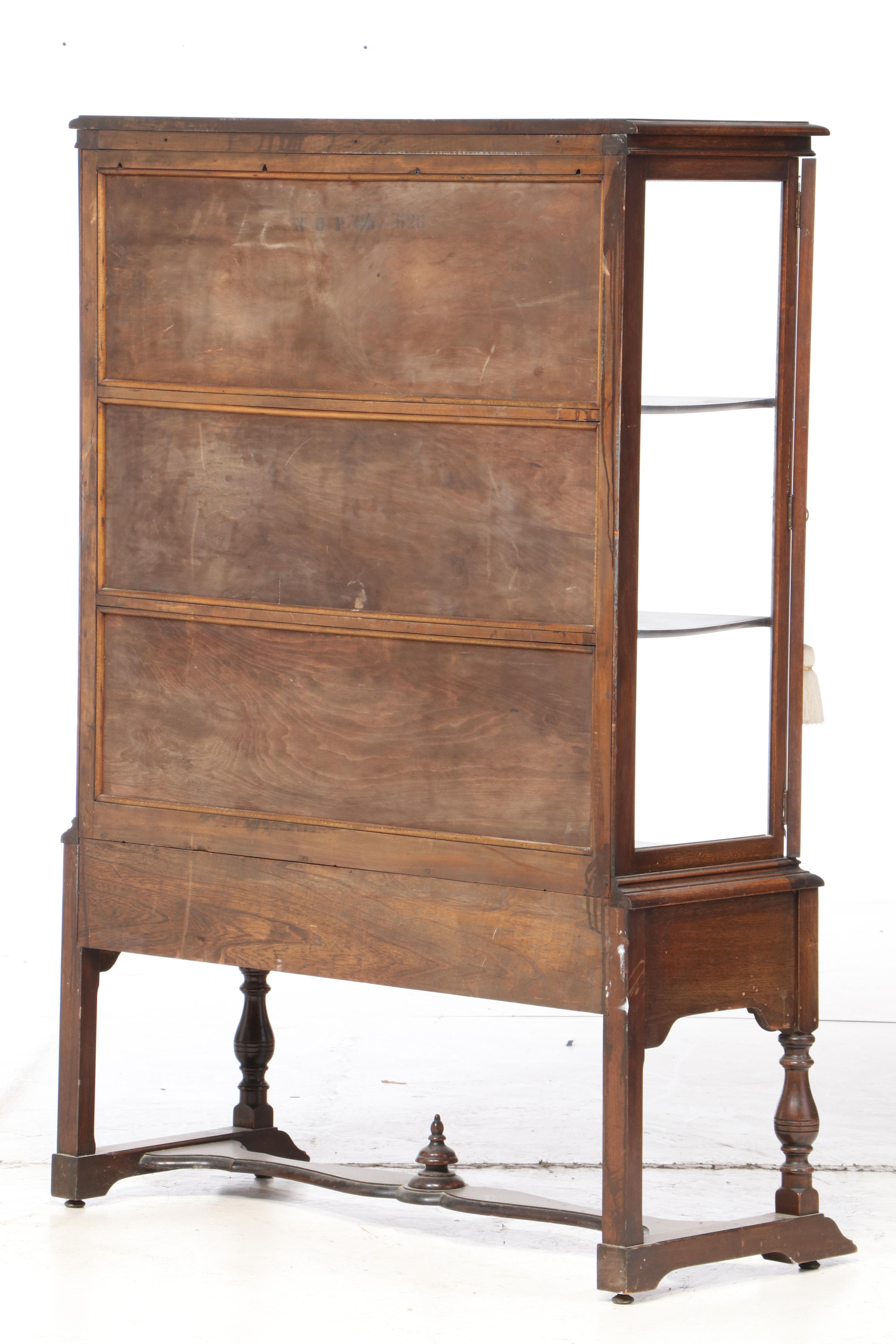 Jacobean Style Walnut and Figured Walnut Display Cabinet, Early 20th Century