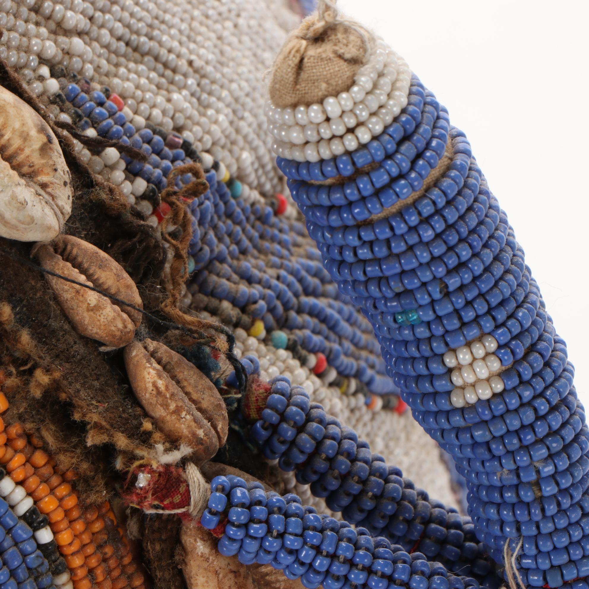 Yoruba Style Beaded Gourd Vessel, 20th Century